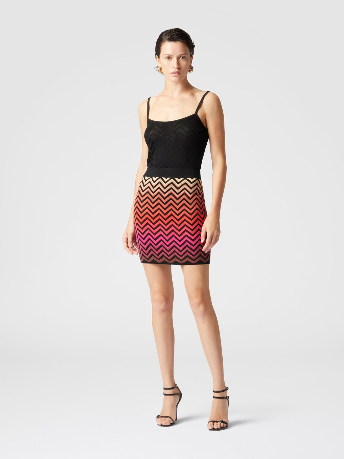 Dégradé chevron cotton and viscose miniskirt - 2