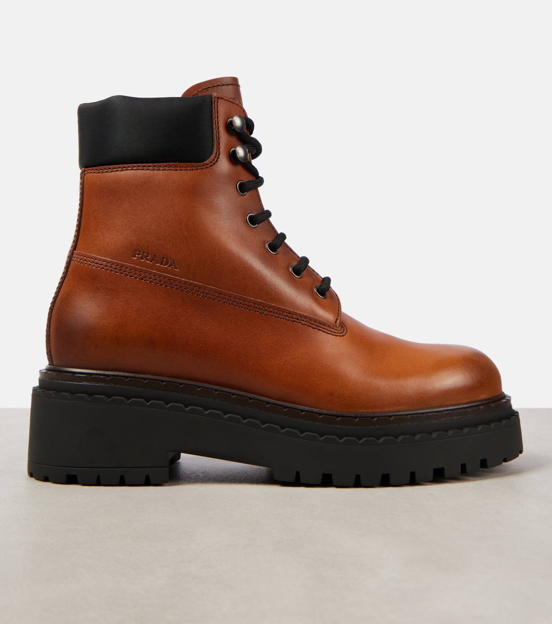 Re-Nylon and leather lace-up boots - 5