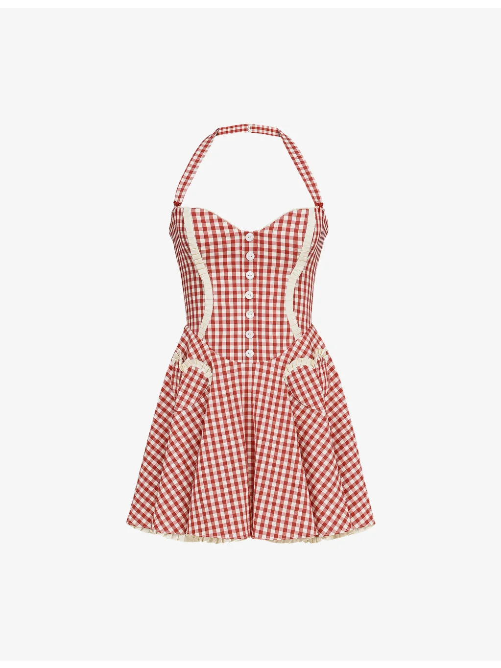 Heidi Gingham-Print Stretch-Cotton Mini Dress - 1