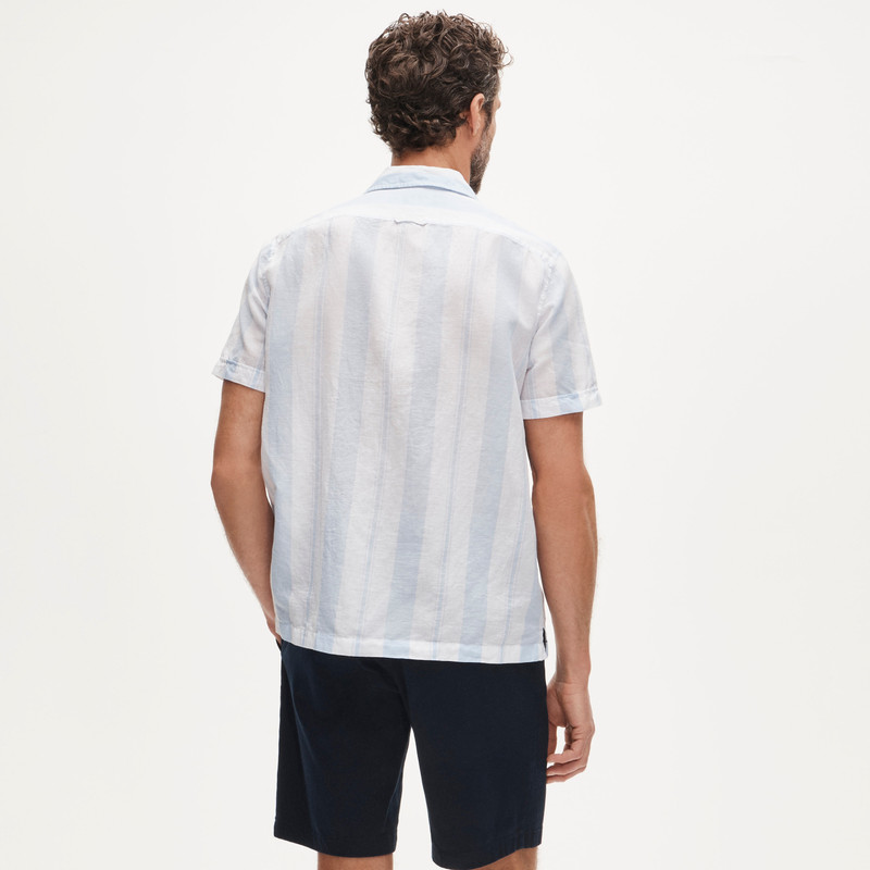 Short-sleeve camp-collar shirt in cotton-linen blend 5