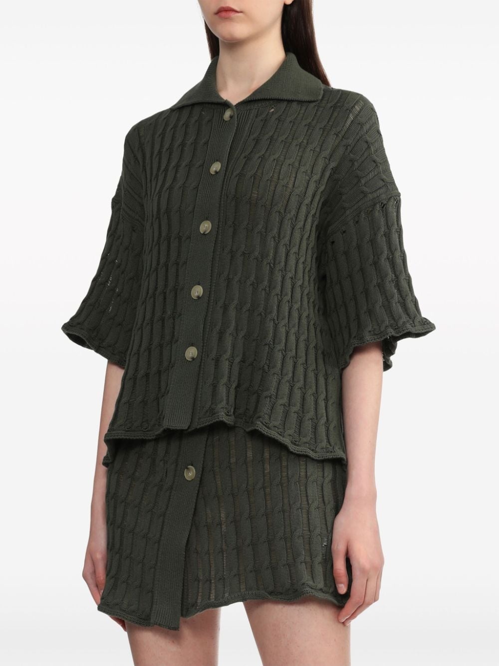 cable-knit cotton top - 3
