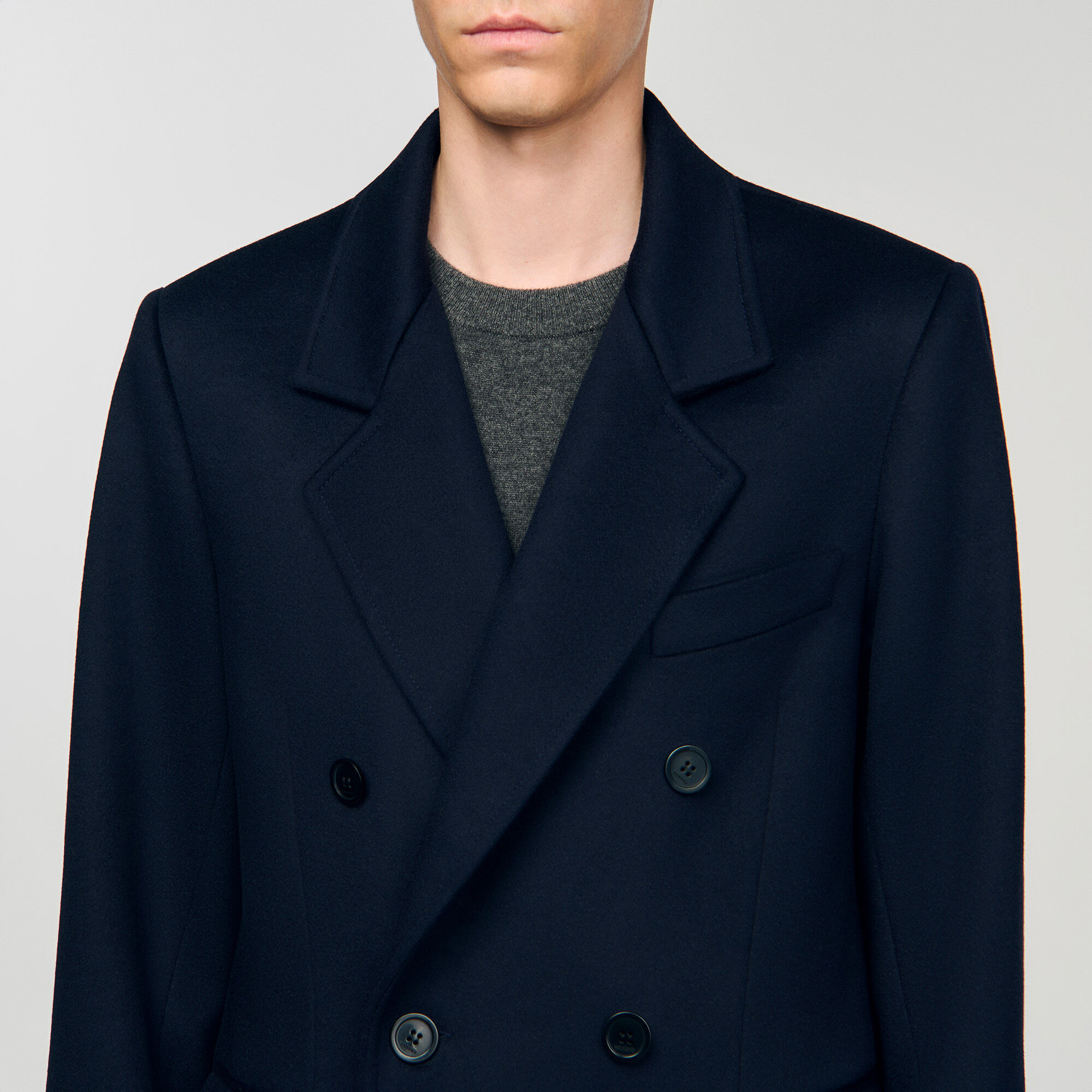 DOUBLE-BREASTED WOOL COAT - 3