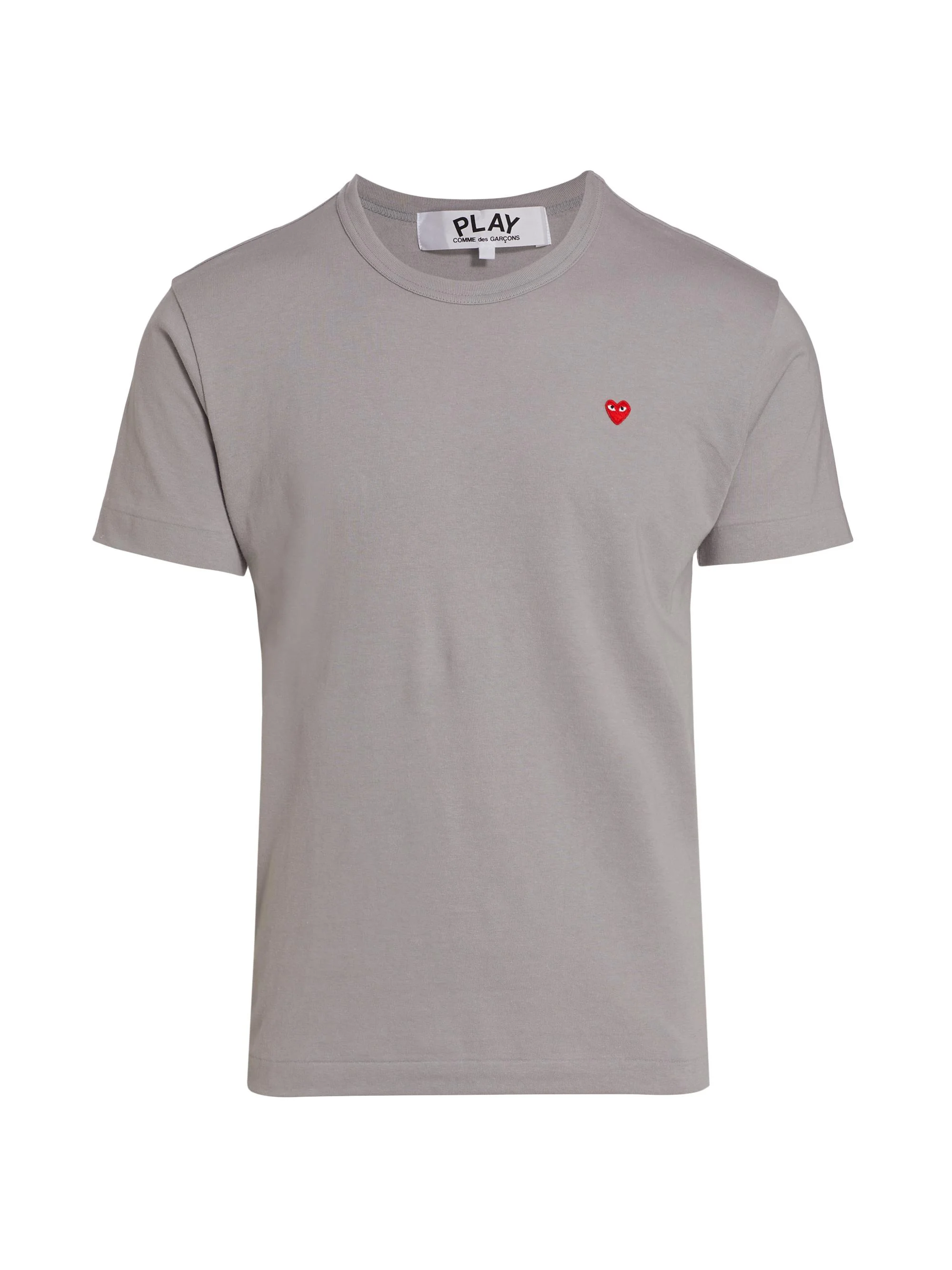 Men Small Heart Crewneck T-Shirt - Grey - 1