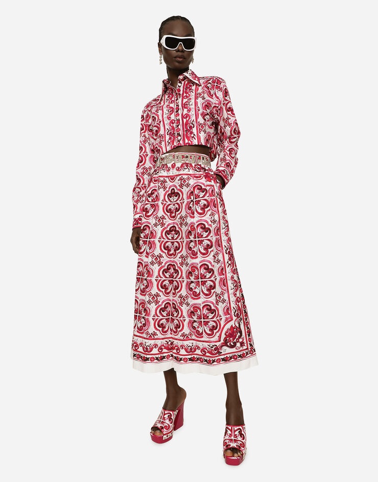 Majolica-print poplin culottes - 5