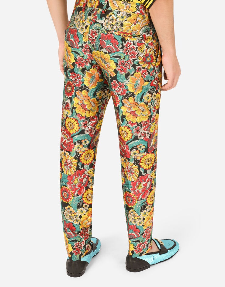 Floral lamé jacquard pants - 5