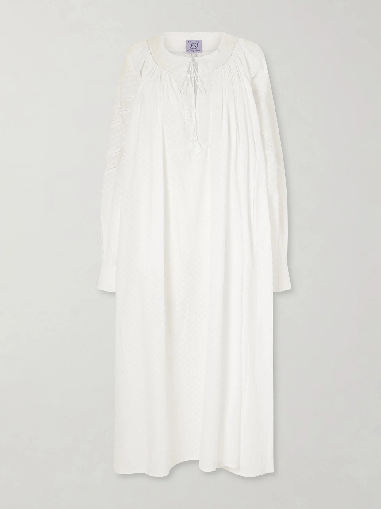 Vladia Ruffled Embroidered Cotton Maxi Dress - 1