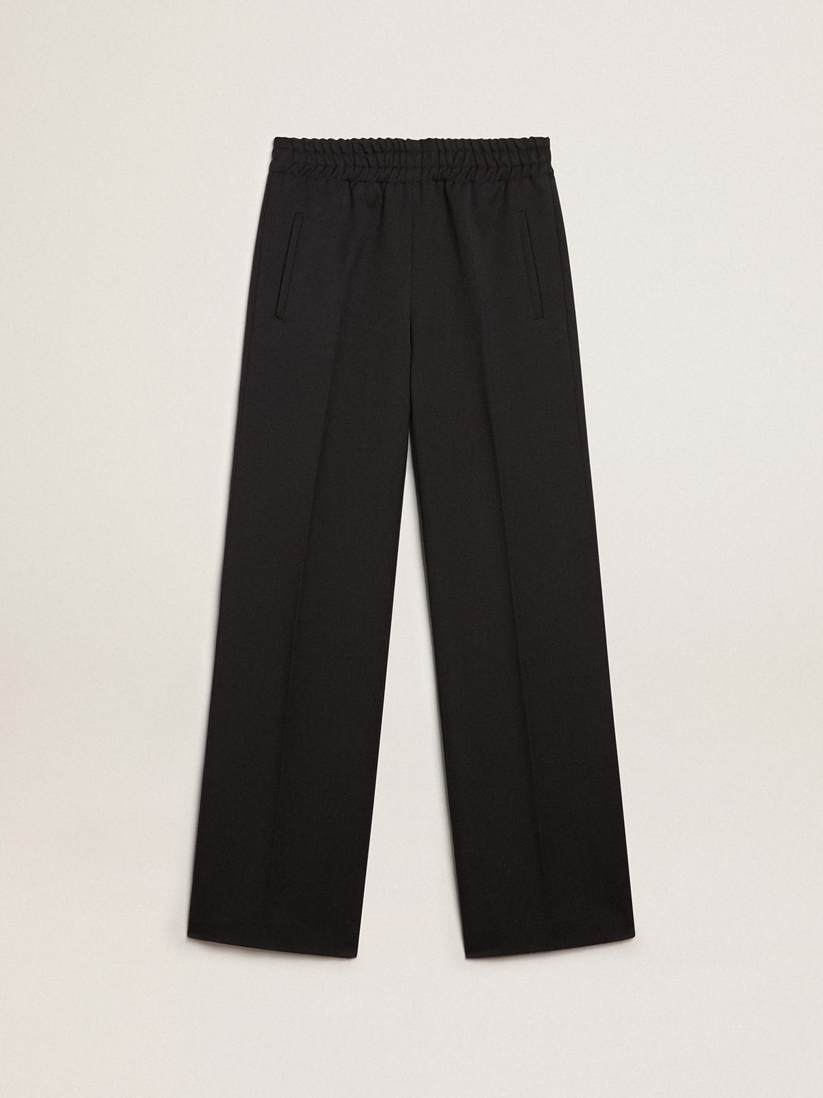 Joggers in dark blue wool gabardine - 1