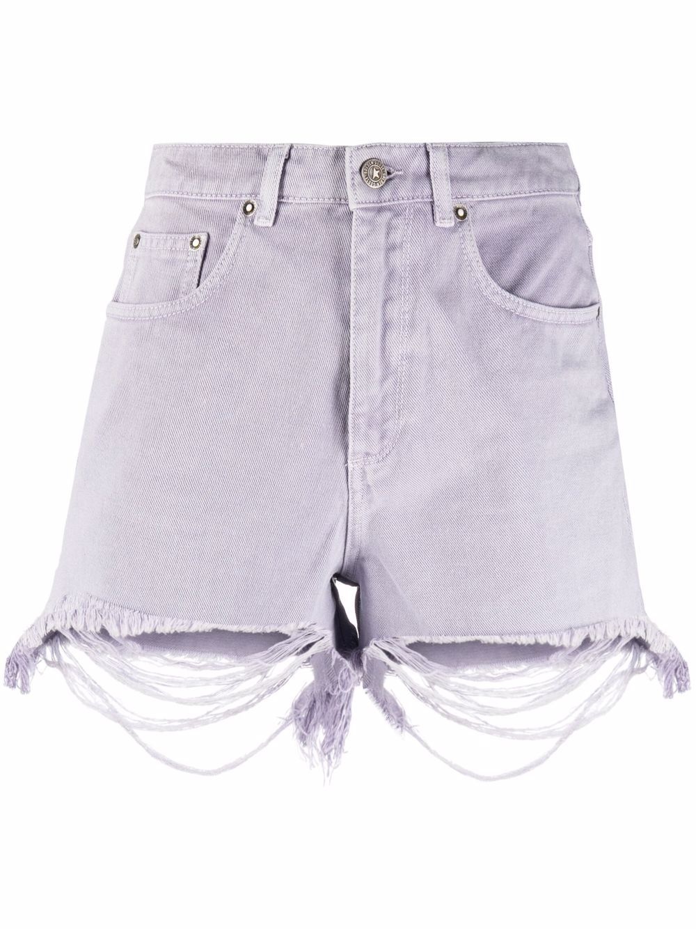 ripped-hem high-waisted shorts - 1