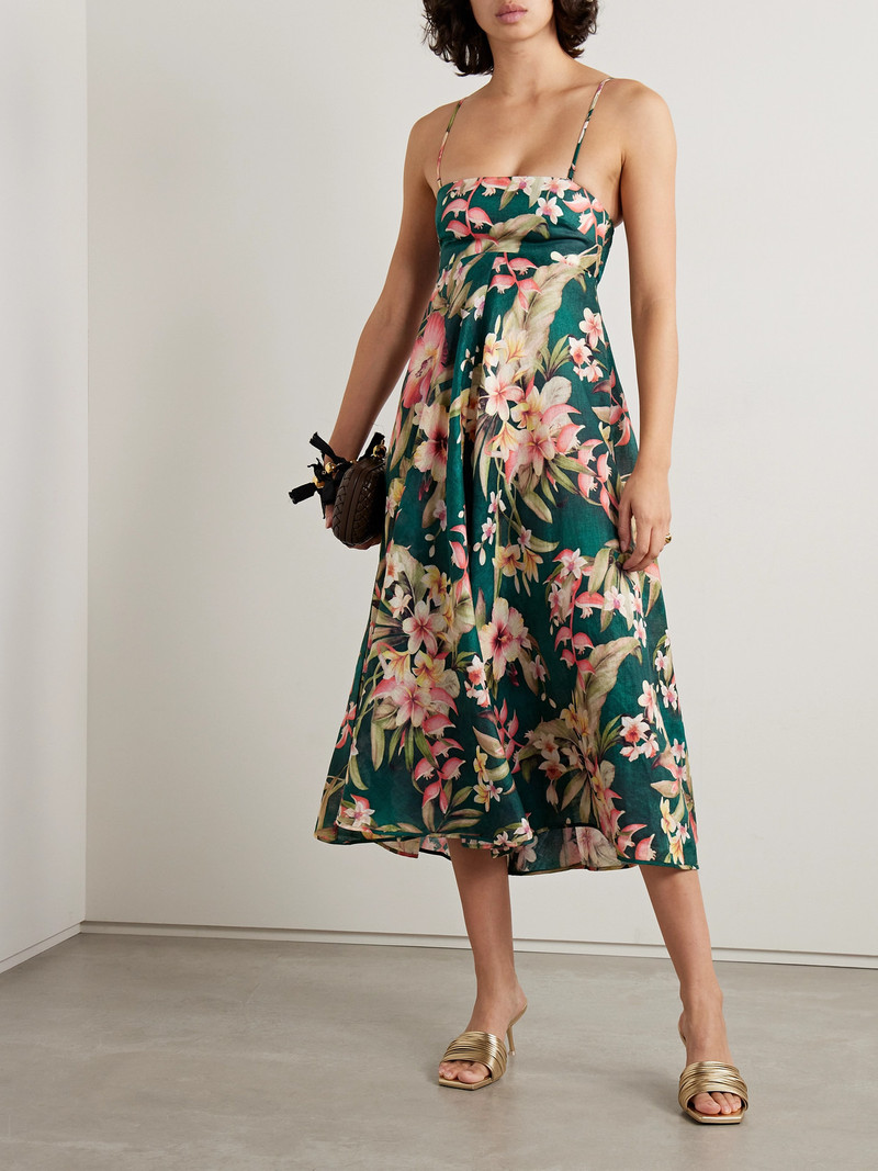Zimmermann Lexi Strapless Floral-print Linen Midi Dress outlook