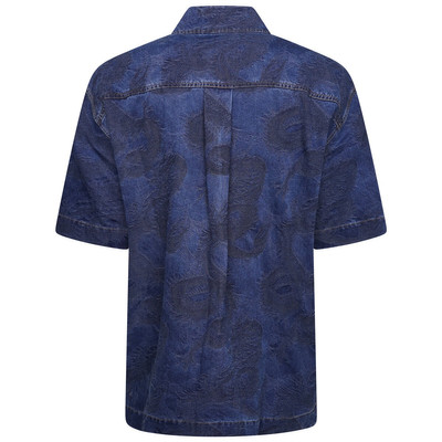FENG CHEN WANG Dragon Jacquard Short-Sleeve Denim Shirt in Blue outlook