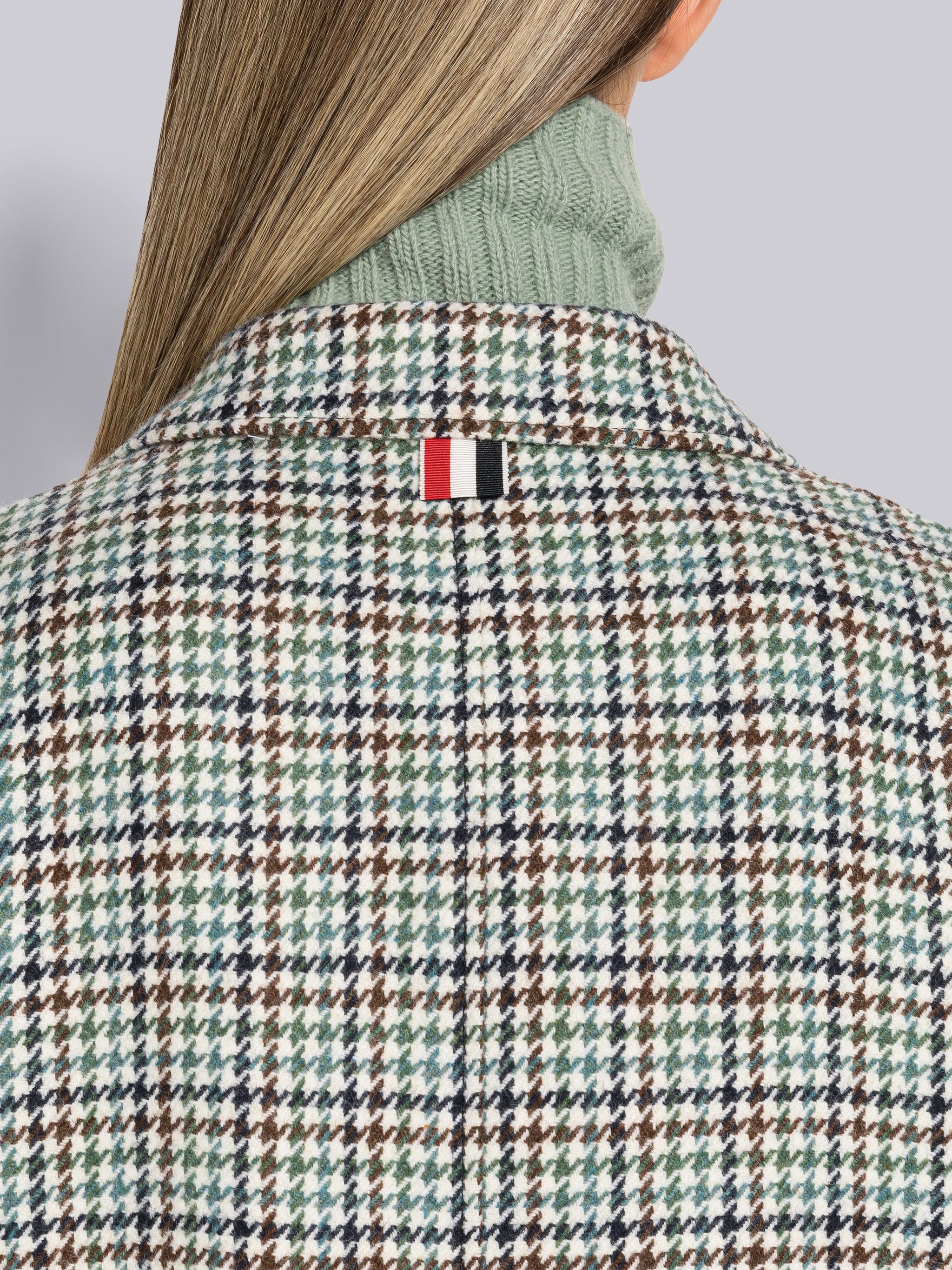 Houndstooth Lambswool Sack Overcoat - 5