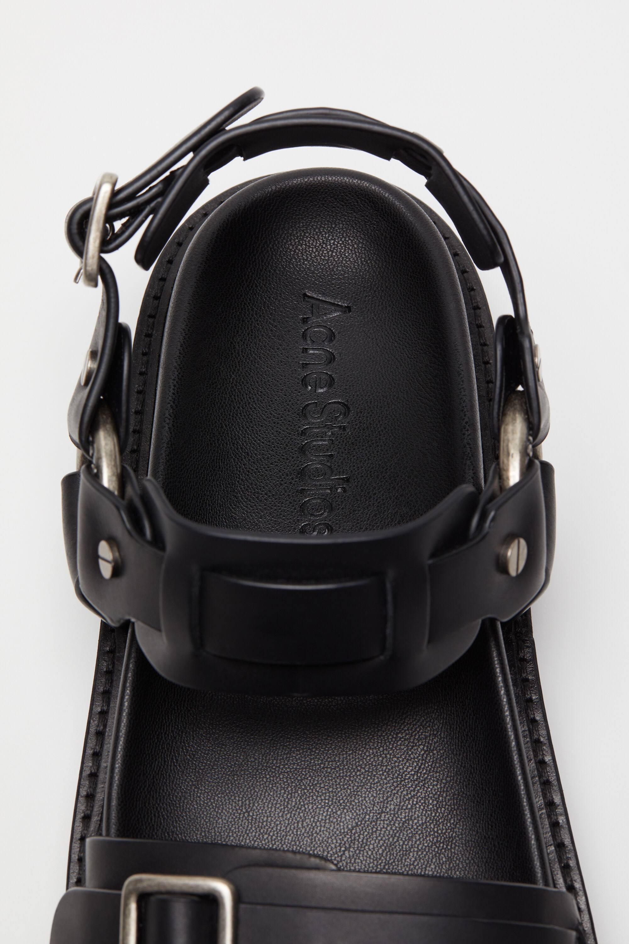 Leather buckle sandal - Black - 4
