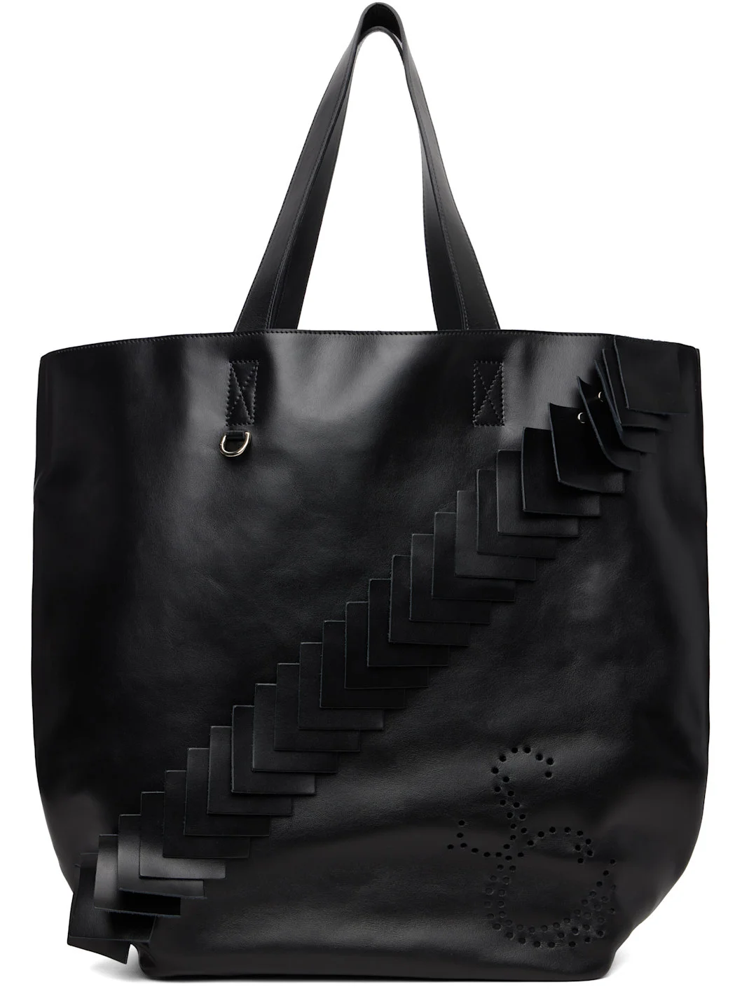 Black Leather Patch Tote - 1