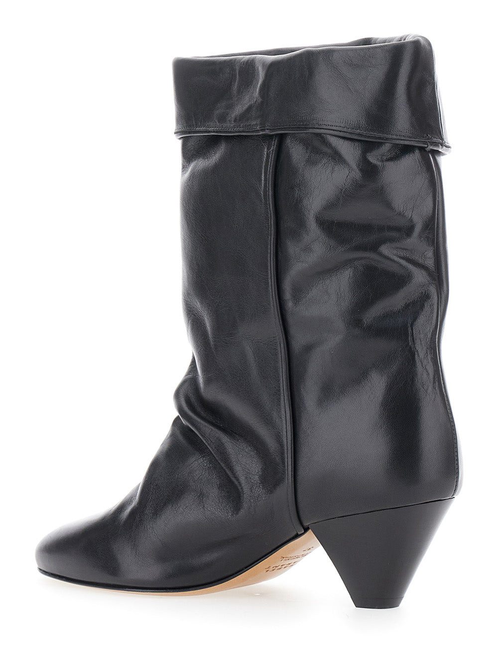 Isabel Marant Women 'Dalby' Black Ankle Boots With Cone Heel And Gathered Details In Leather Woman - 3