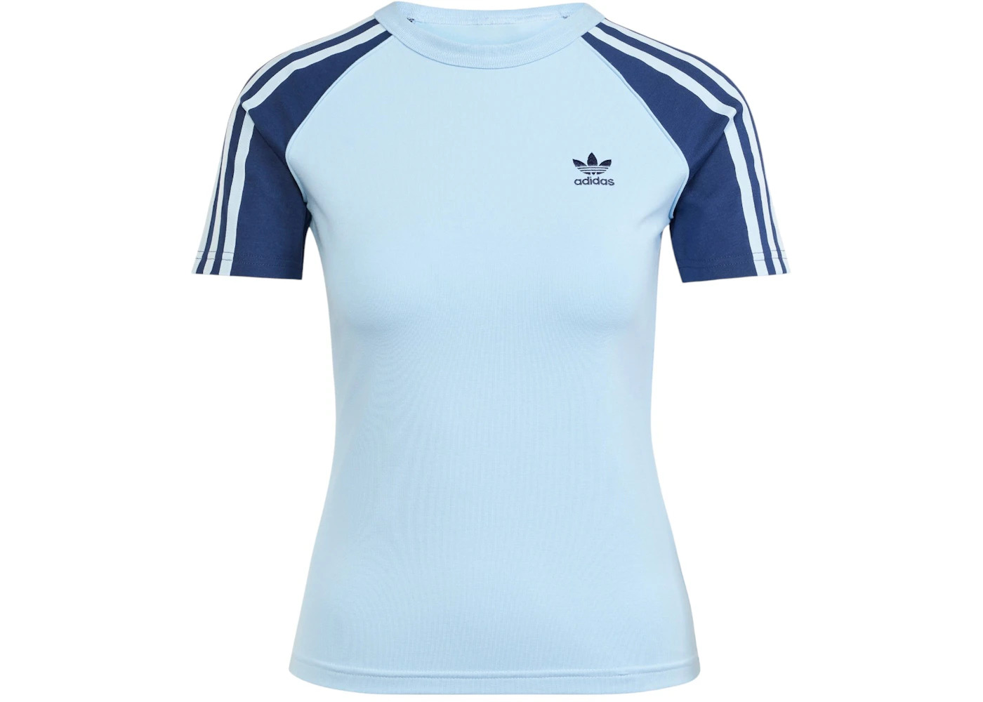 adidas Women's Adicolor 3-Stripes Raglan Slim T-Shirt Clear Sky - 1
