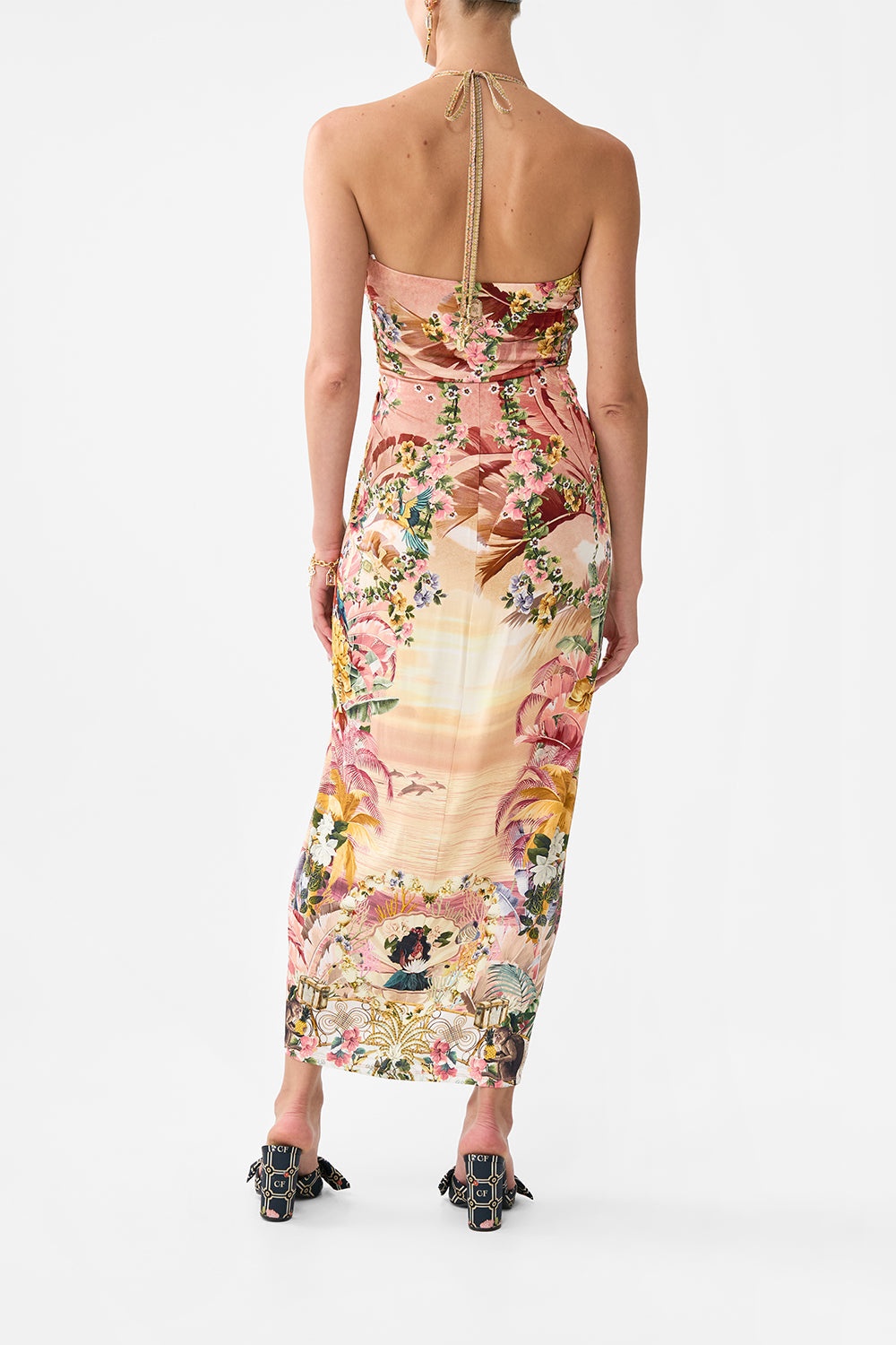 V NECK GATHERED JERSEY DRESS - 3