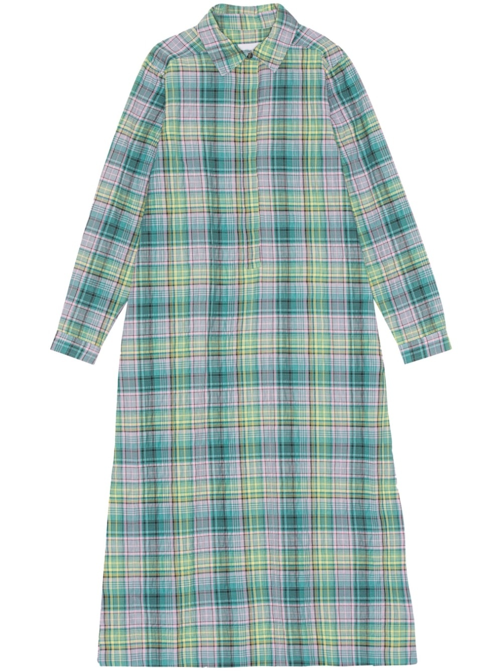 check-pattern seersucker shirt dress - 1