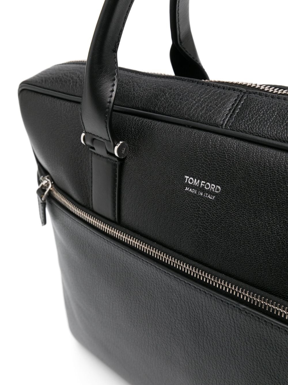 logo-stamp leather briefcase - 3