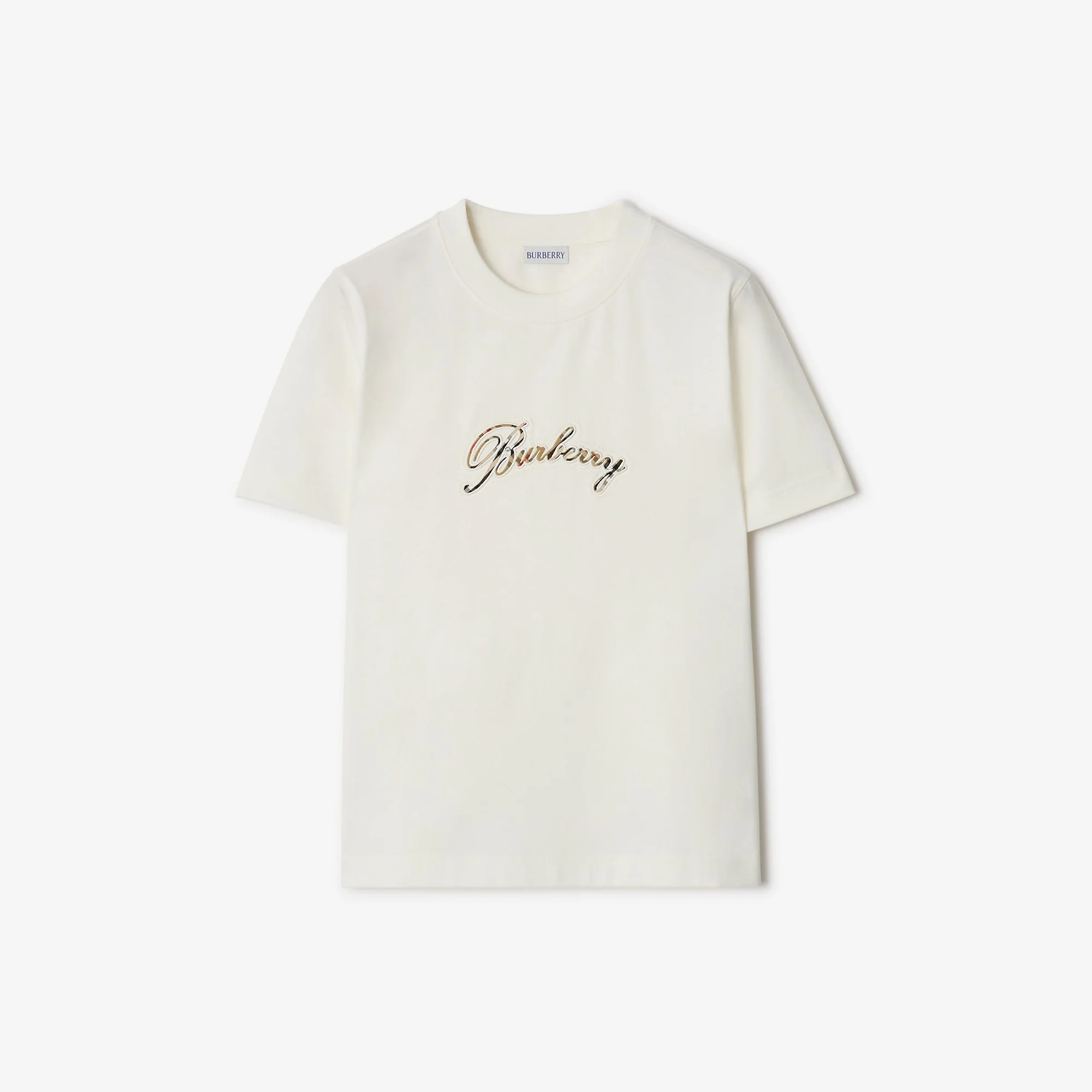 Check Cursive Logo Cotton T-shirt - 1
