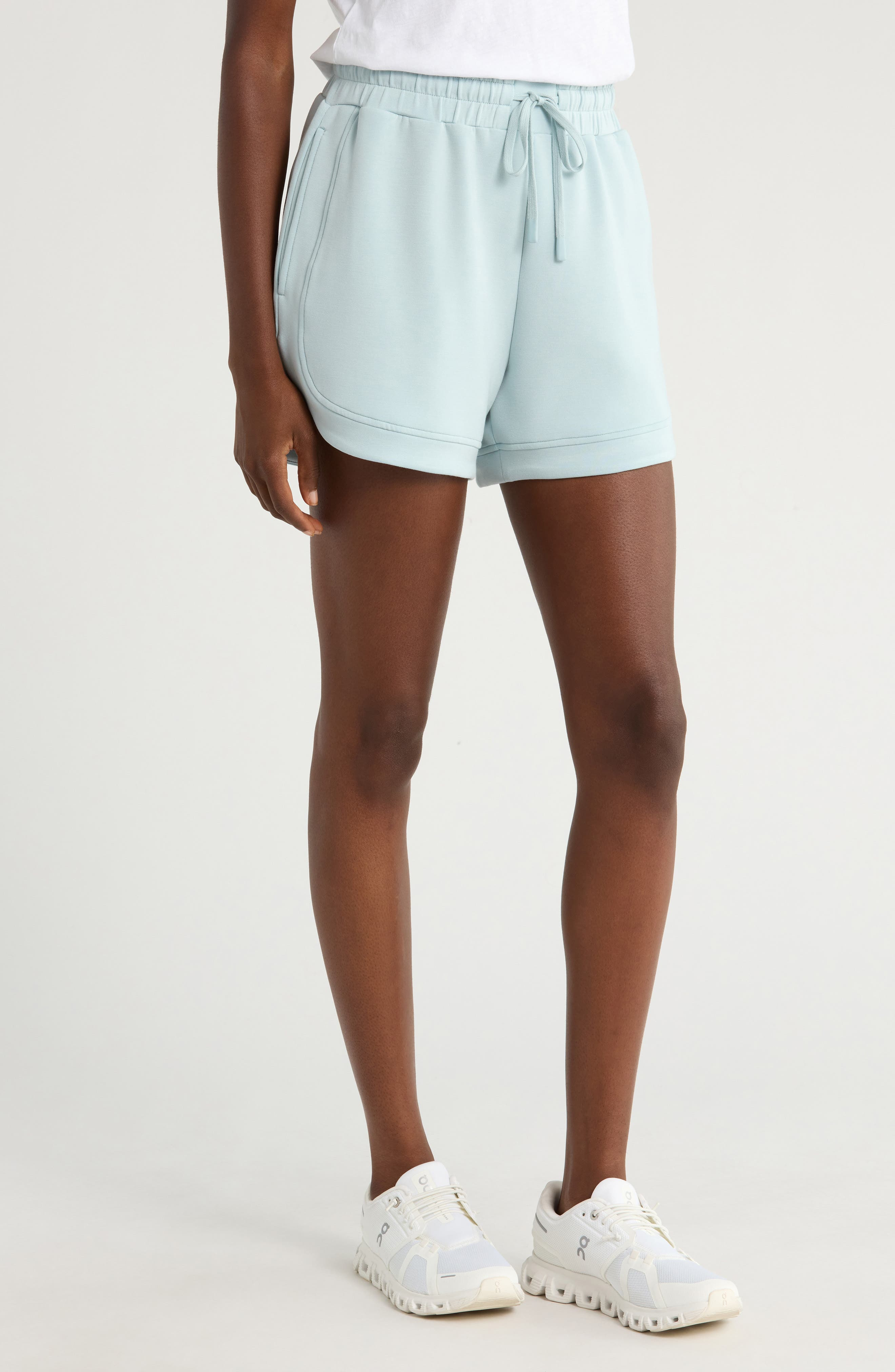 Varley Ollie High Waist Sweat Shorts in Ether Blue at Nordstrom - 3