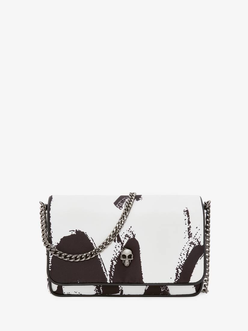 Mcqueen Graffiti Small Skull Bag in Black/white - 1