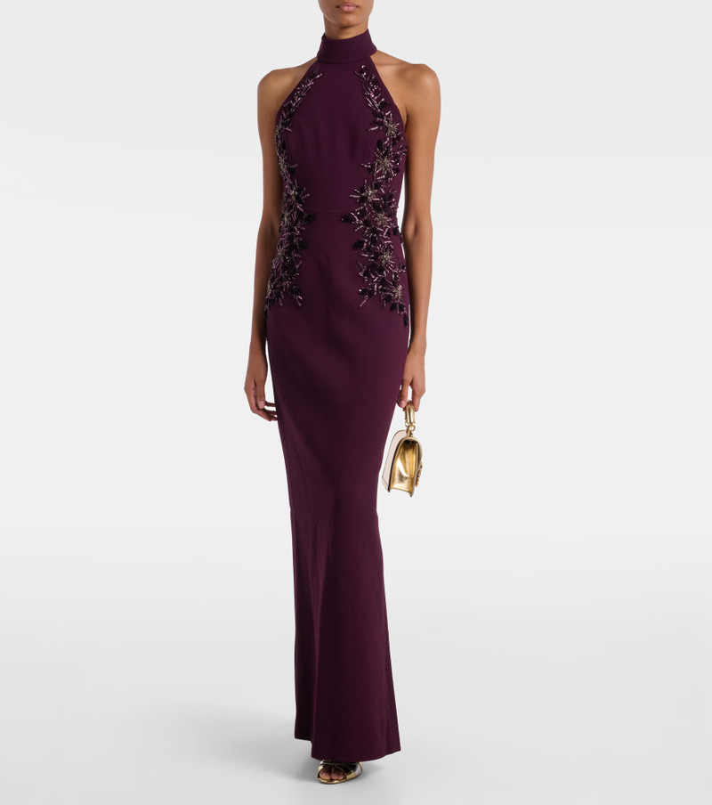 REBECCA VALLANCE Beatrice embellished crêpe gown outlook