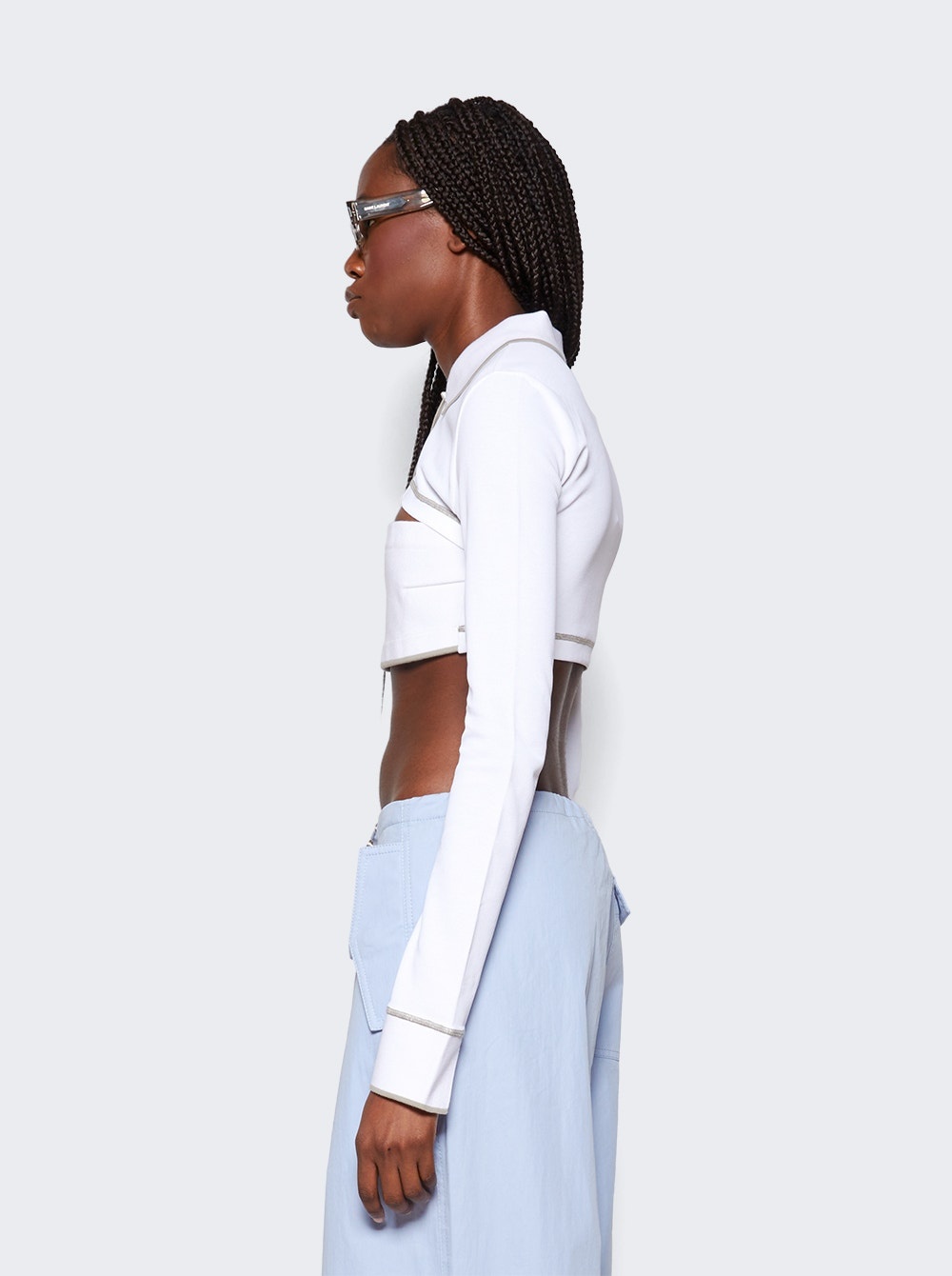 Shrunken Snap Polo Top Ivory - 4