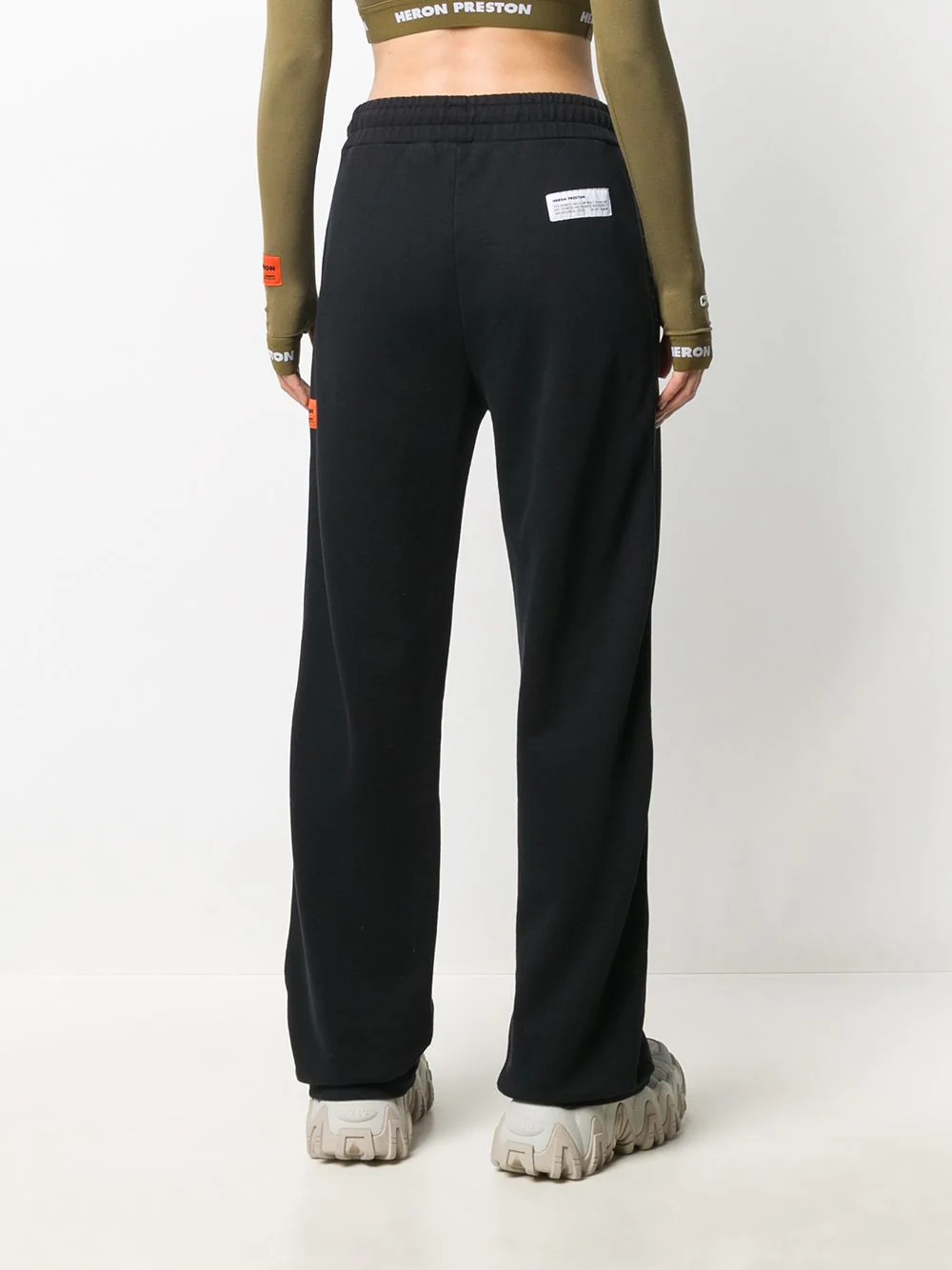 logo patch straight trousers - 4