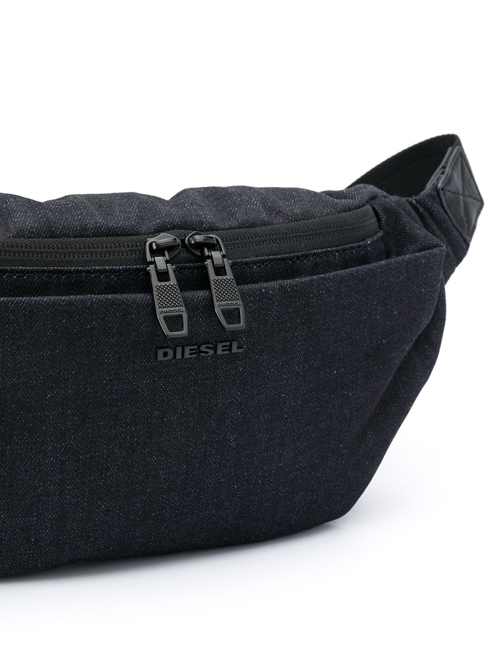 logo plaque denim belt bag - 4