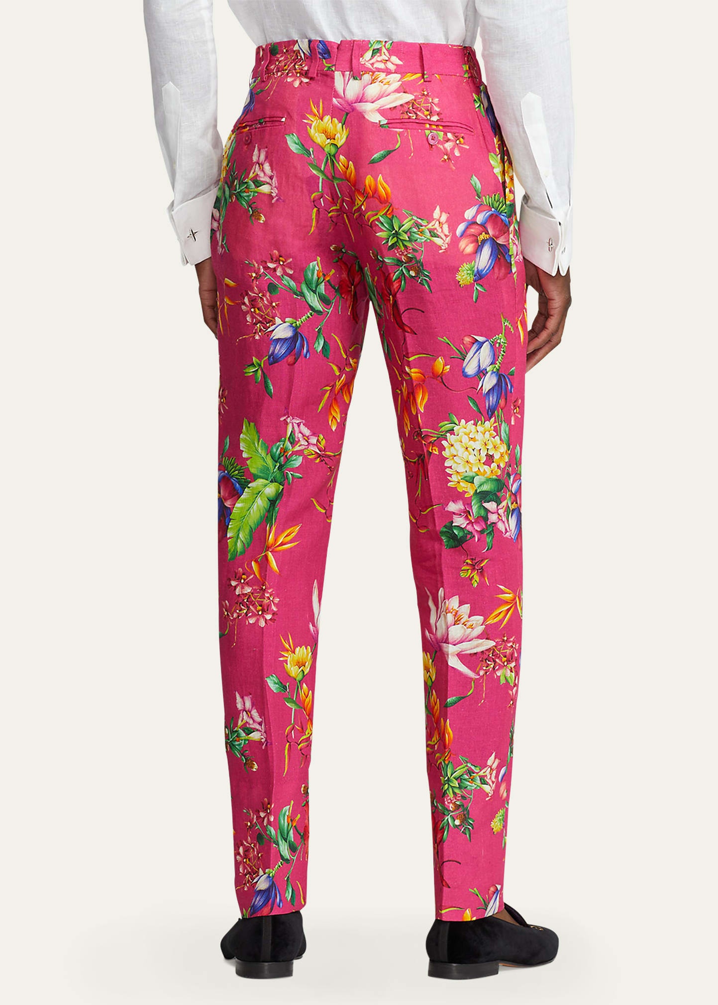 Men's Botanical Print Linen Trousers - 3