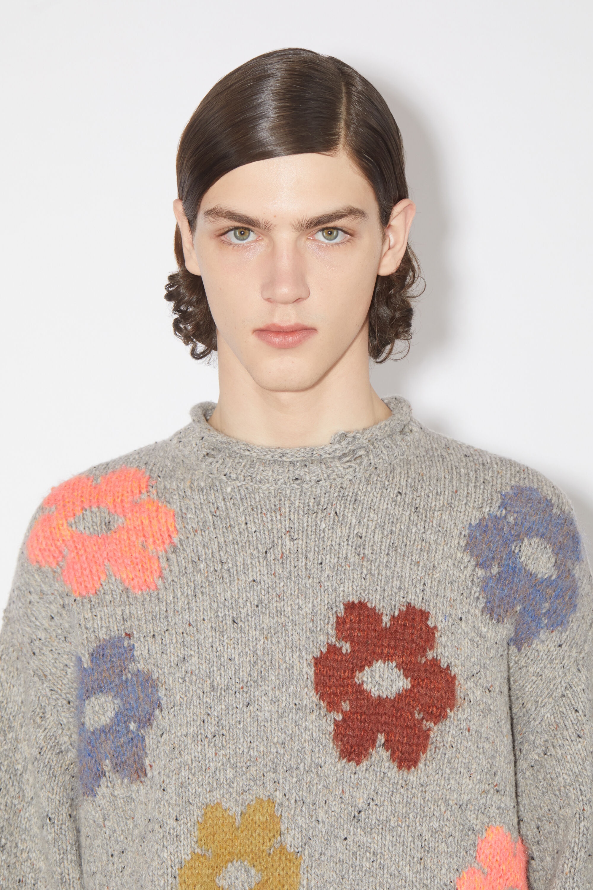 Jacquard wool blend jumper - Grey Melange - 5