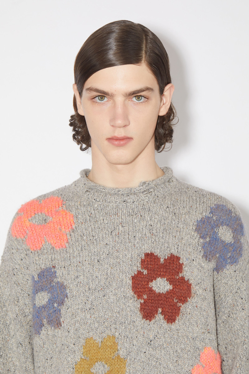 Jacquard wool blend jumper - Grey Melange 5