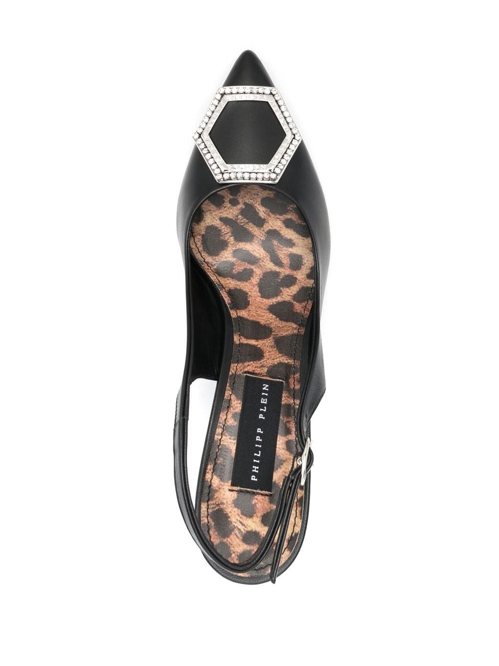 hexagonal-detail leather slingbacks - 4