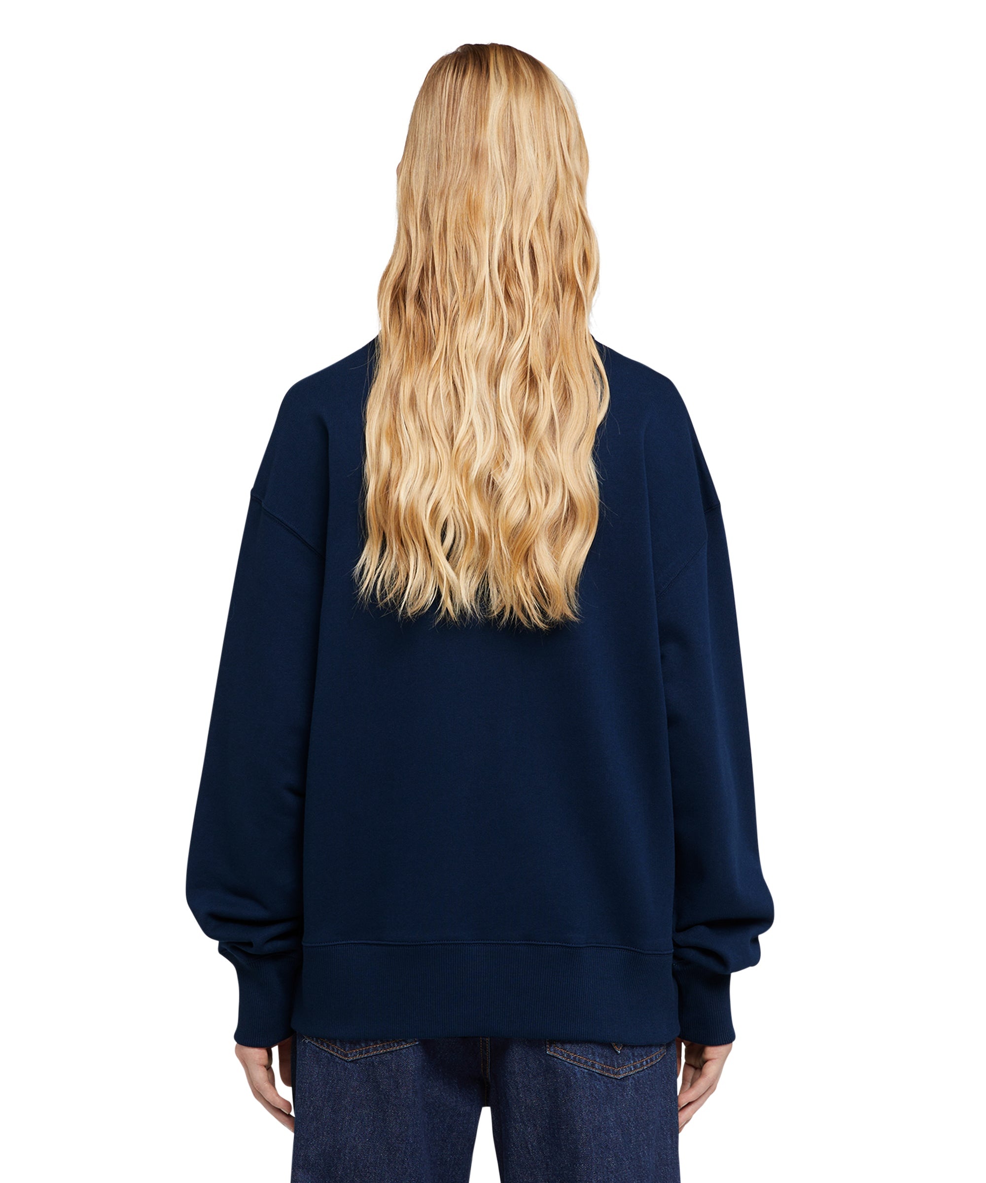 Cotton crewneck sweatshirt with brushstroke logo - 3