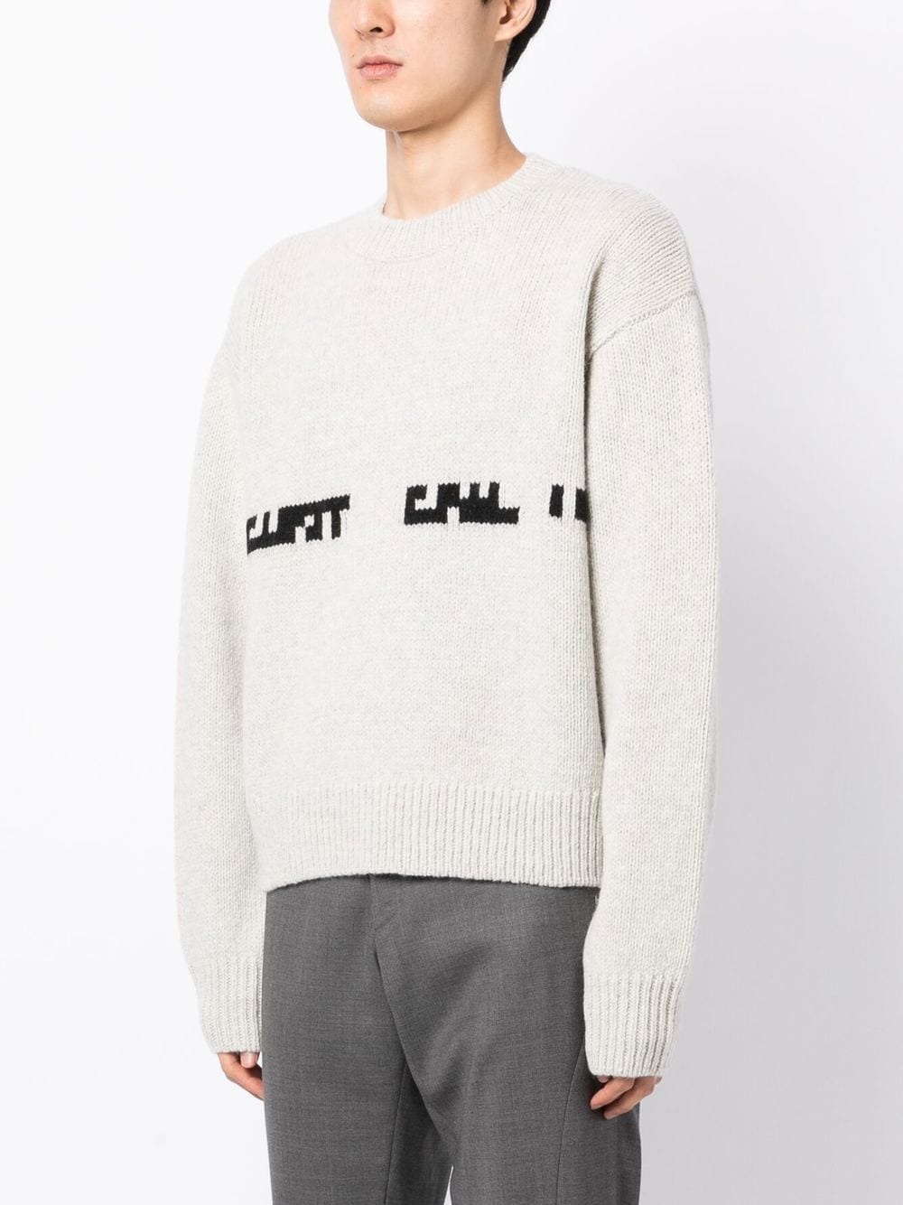 knitted crew-neck jumper - 3