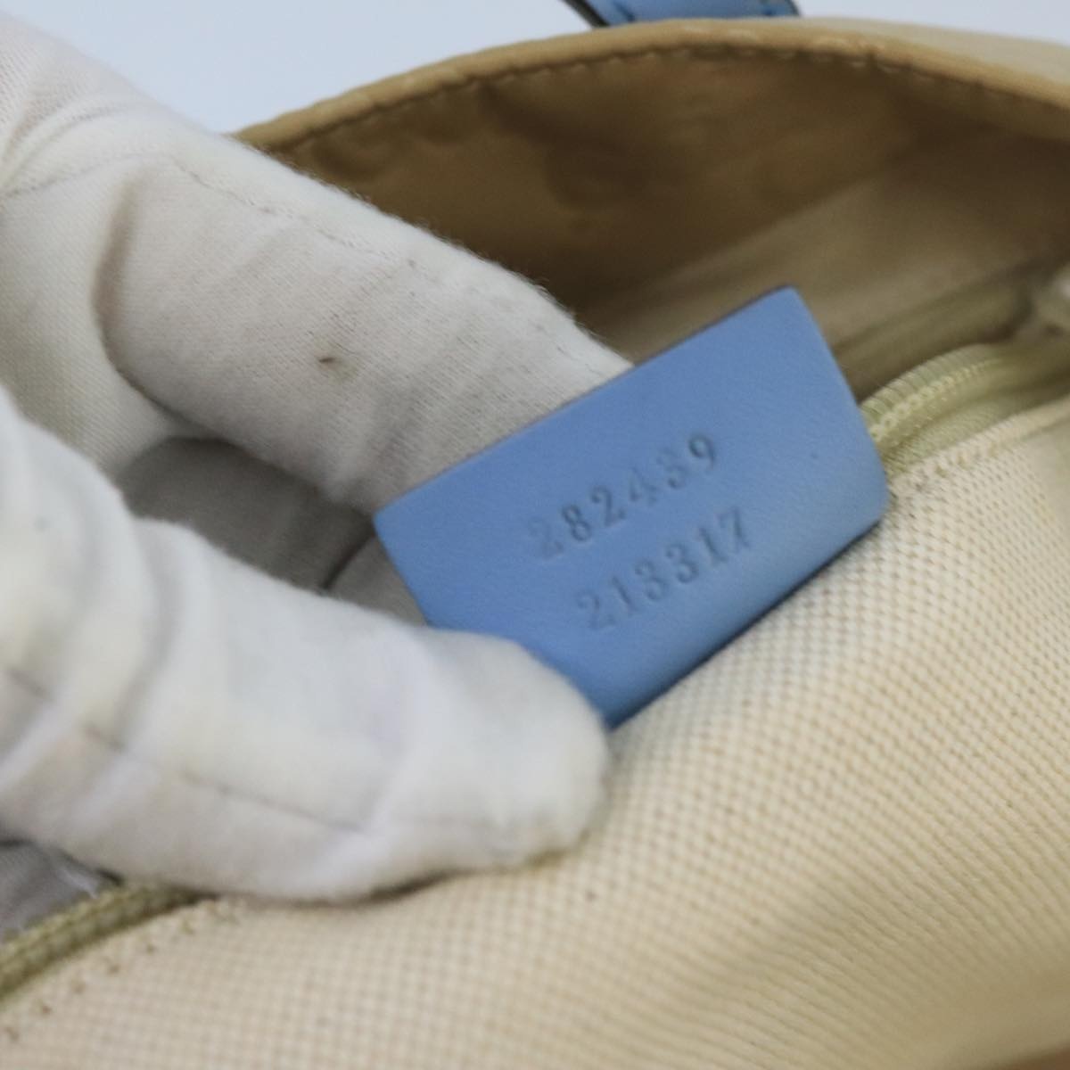 GUCCI GG Canvas Tote Bag Nylon Beige Blue Silver - 12