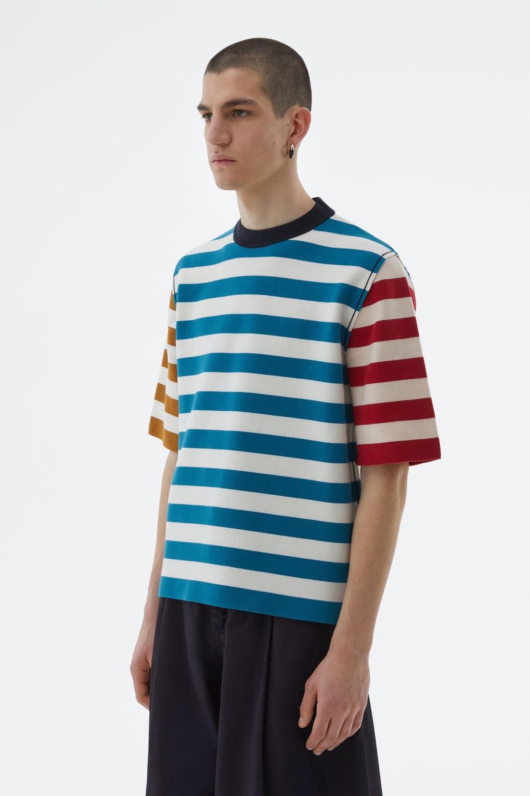 STRIPED KNIT T-SHIRT - 1