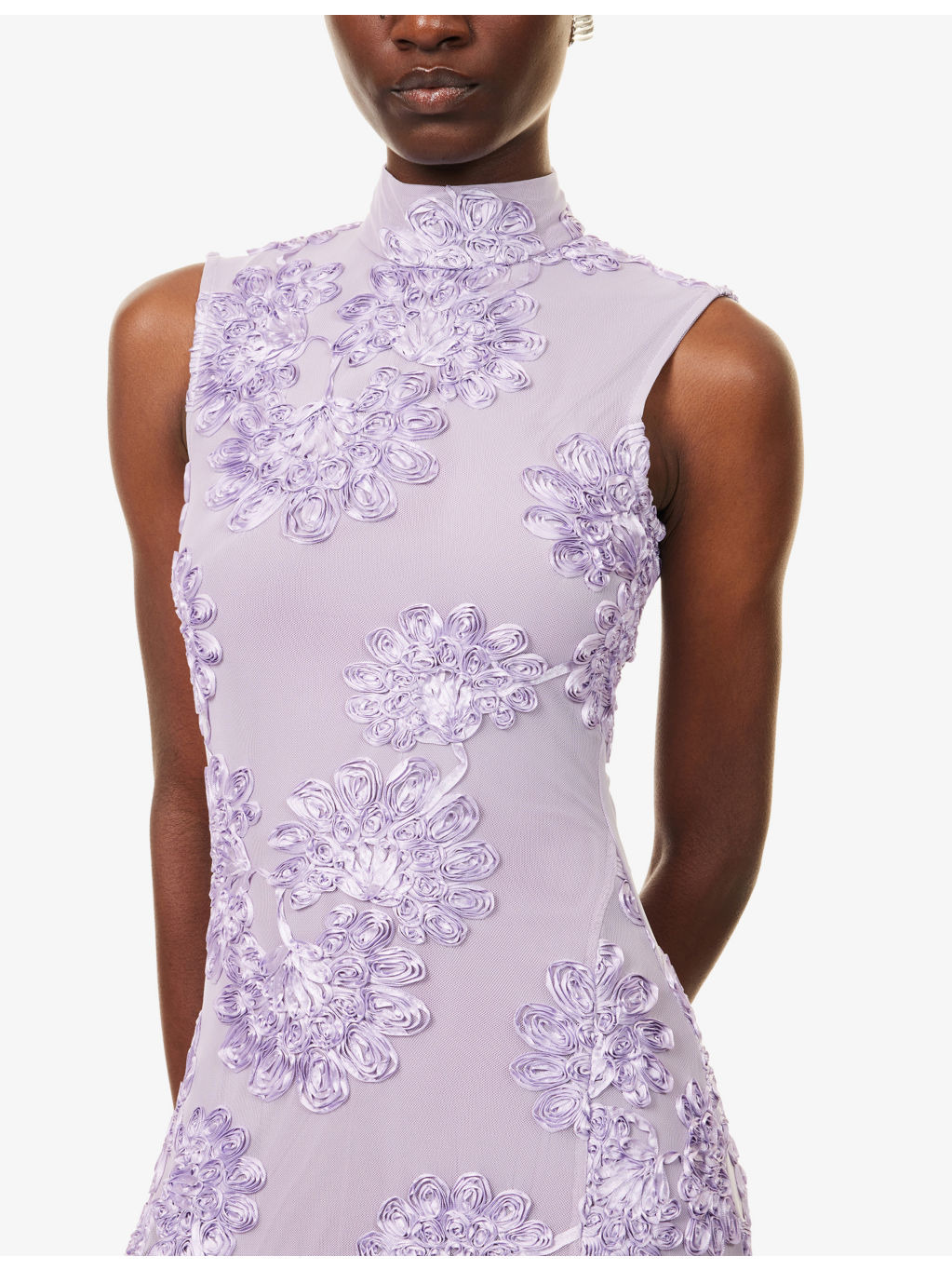Flower Sleeveless Stretch-Woven Maxi Dress - 5