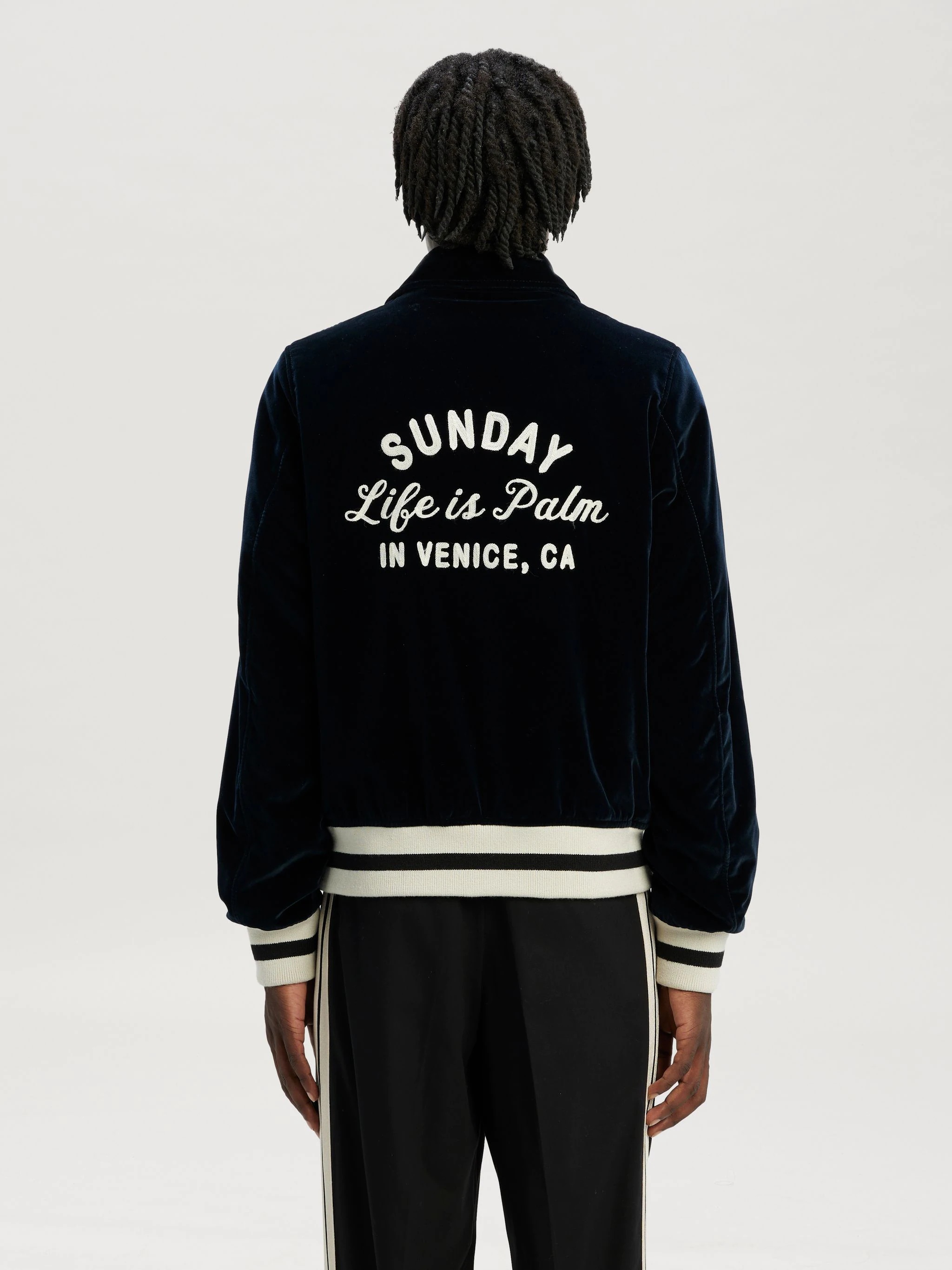 Buy Palm Angels Sunday Baseball Jacket 'Indigo/Off White