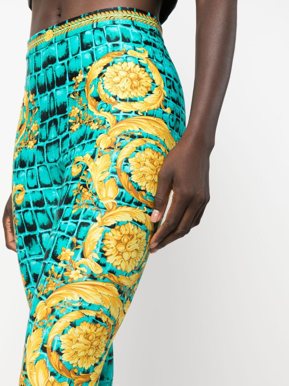 Barocco-print slip-on leggings - 5