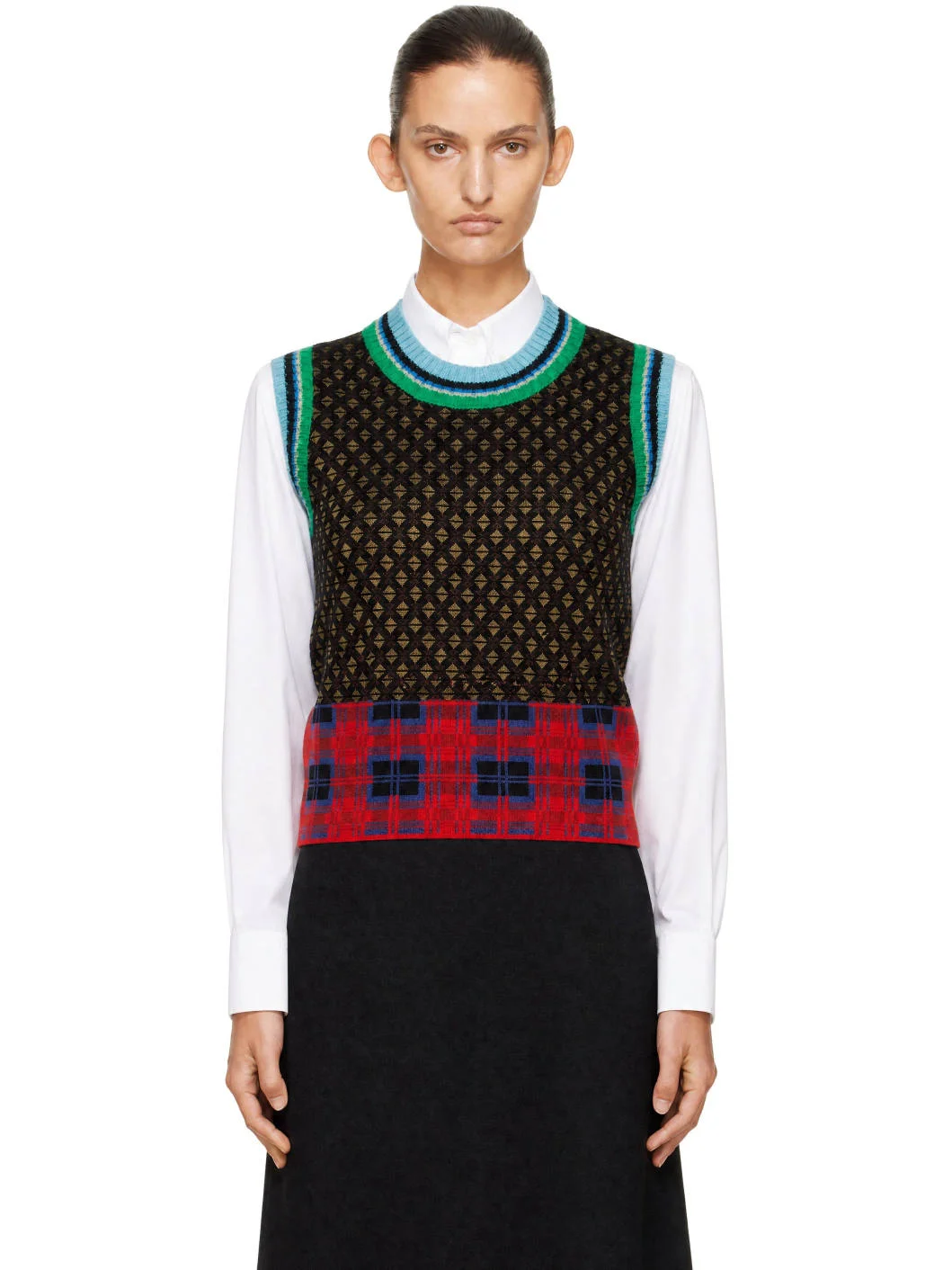 Multicolor Jacquard Wool Sweater Vest - 1