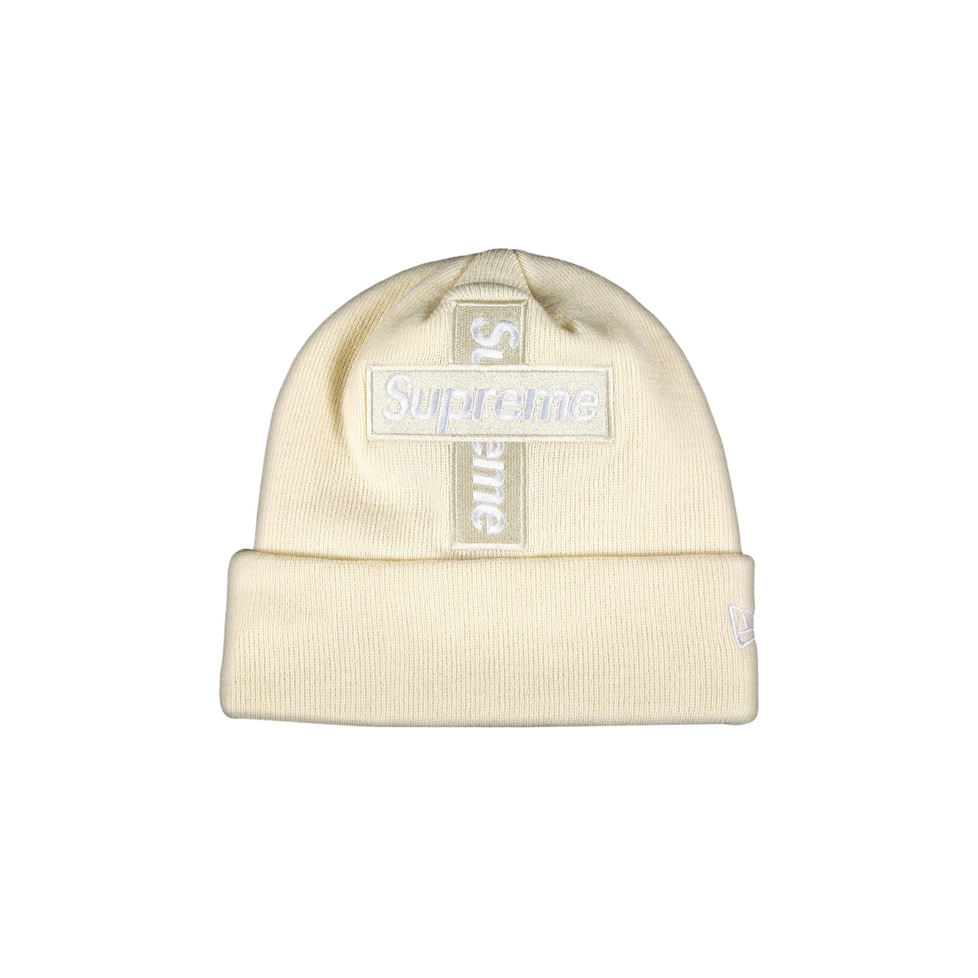 Supreme x New Era Cross Box Logo Beanie 'Natural' - 1