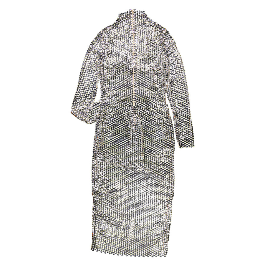Burberry Silver Thalia Metallic Paillette-Embellished Mesh Dress - 6