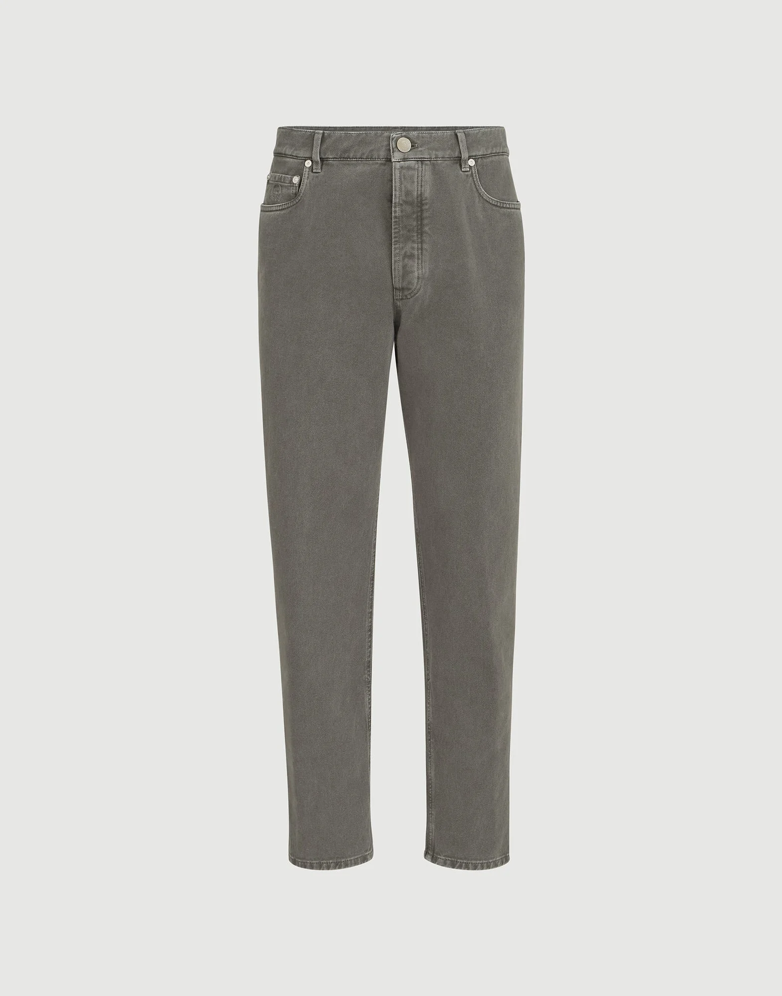 Garment-dyed denim iconic fit five-pocket trousers - 1