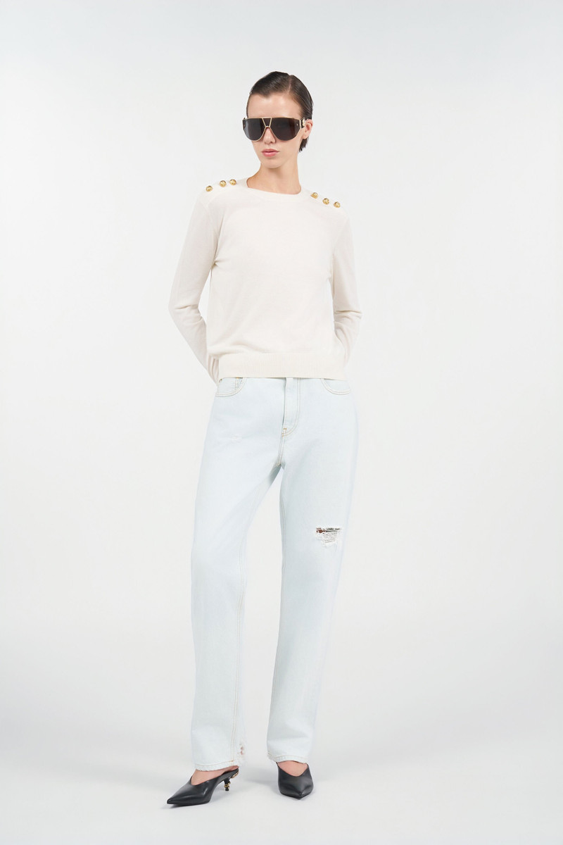 Roberto Cavalli Light-Wash Denim Jeans with Distressed Details outlook