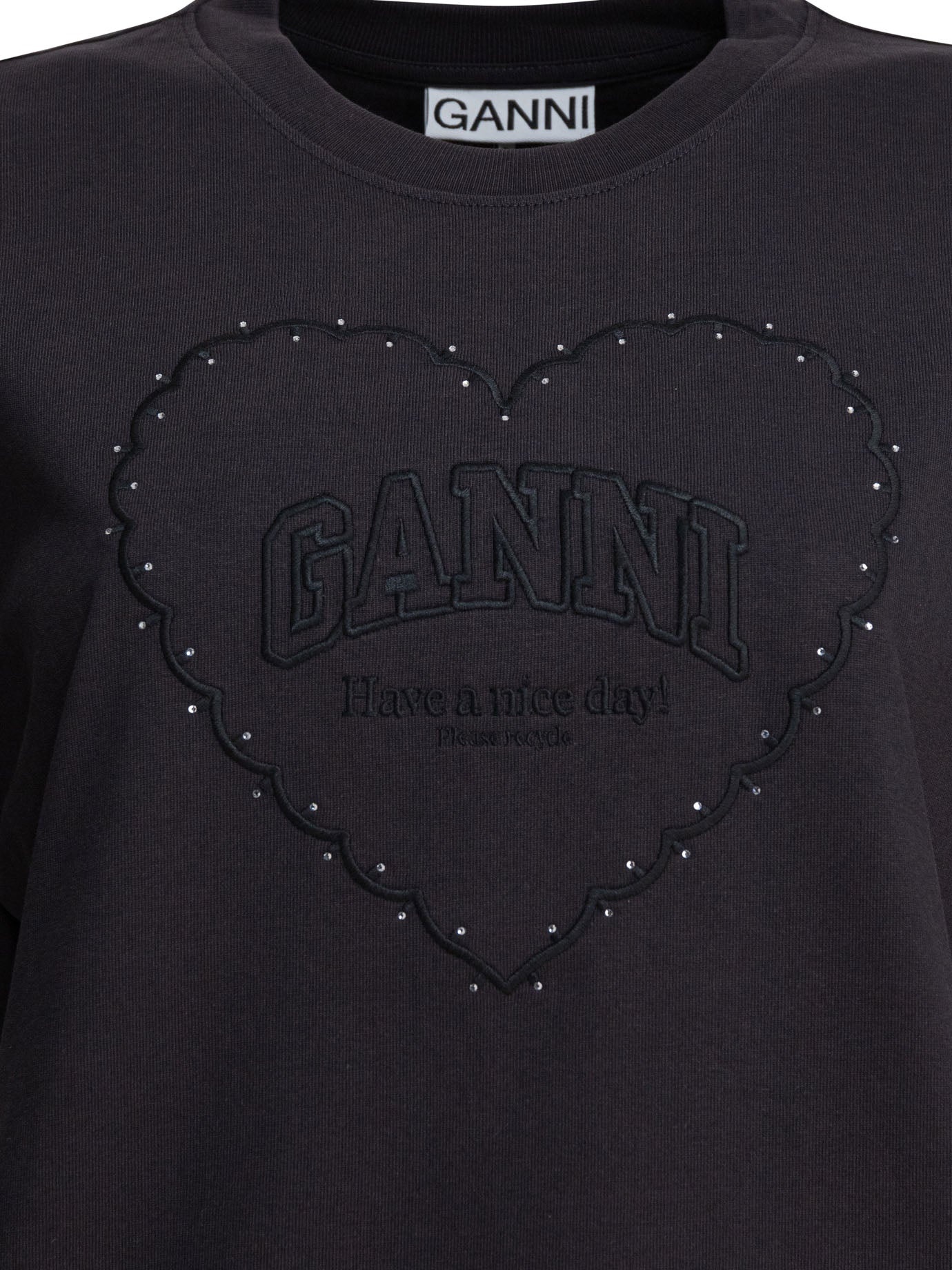 Ganni Heavy Cotton Drop Shoulder Heart T-shirt - 3