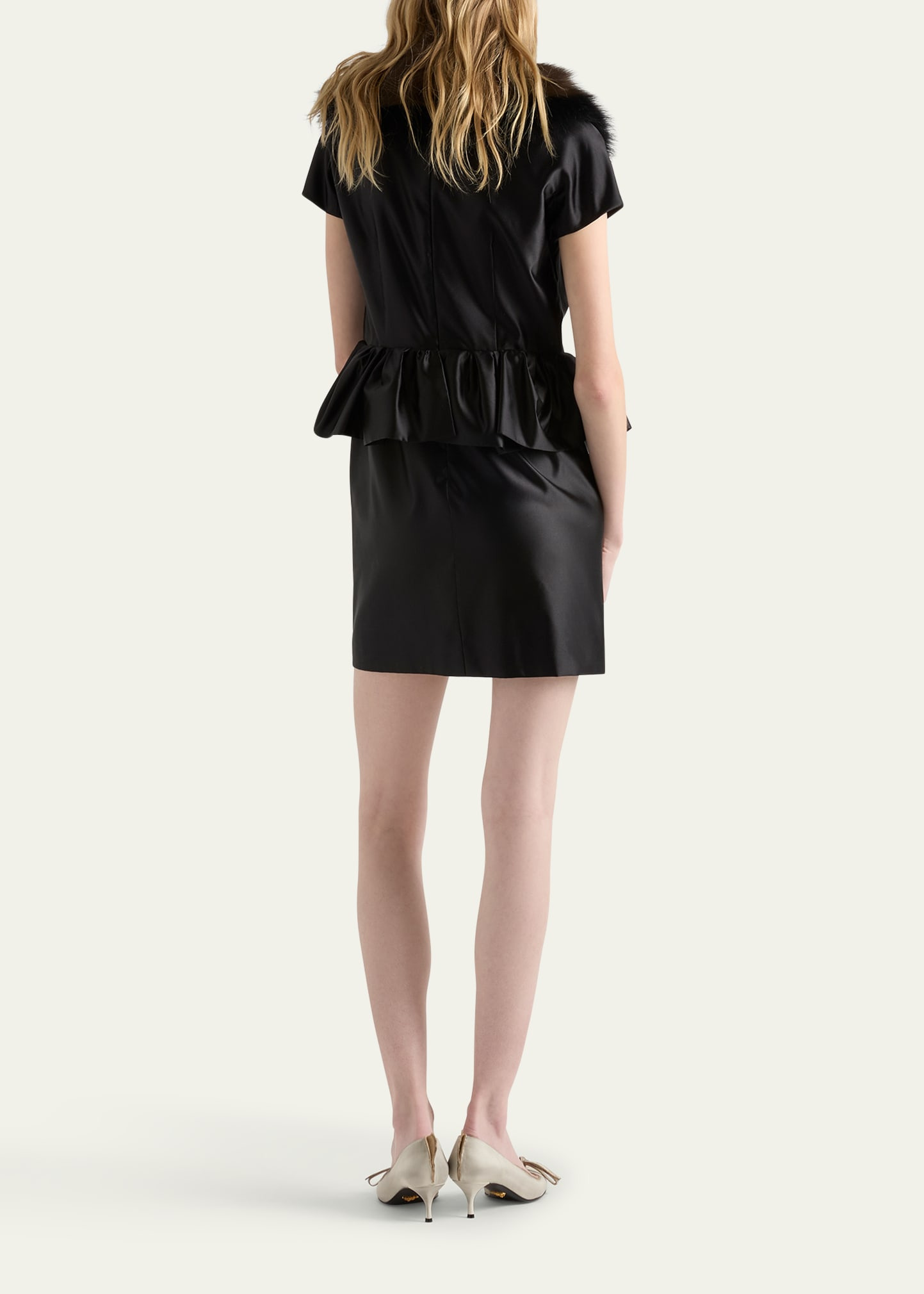 Duchesse Silk Peplum Mini Dress - 3