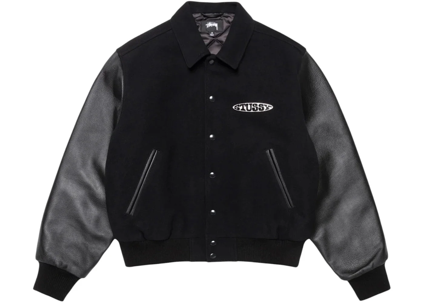 Stussy Globe Varsity Jacket Jacket Black - 1