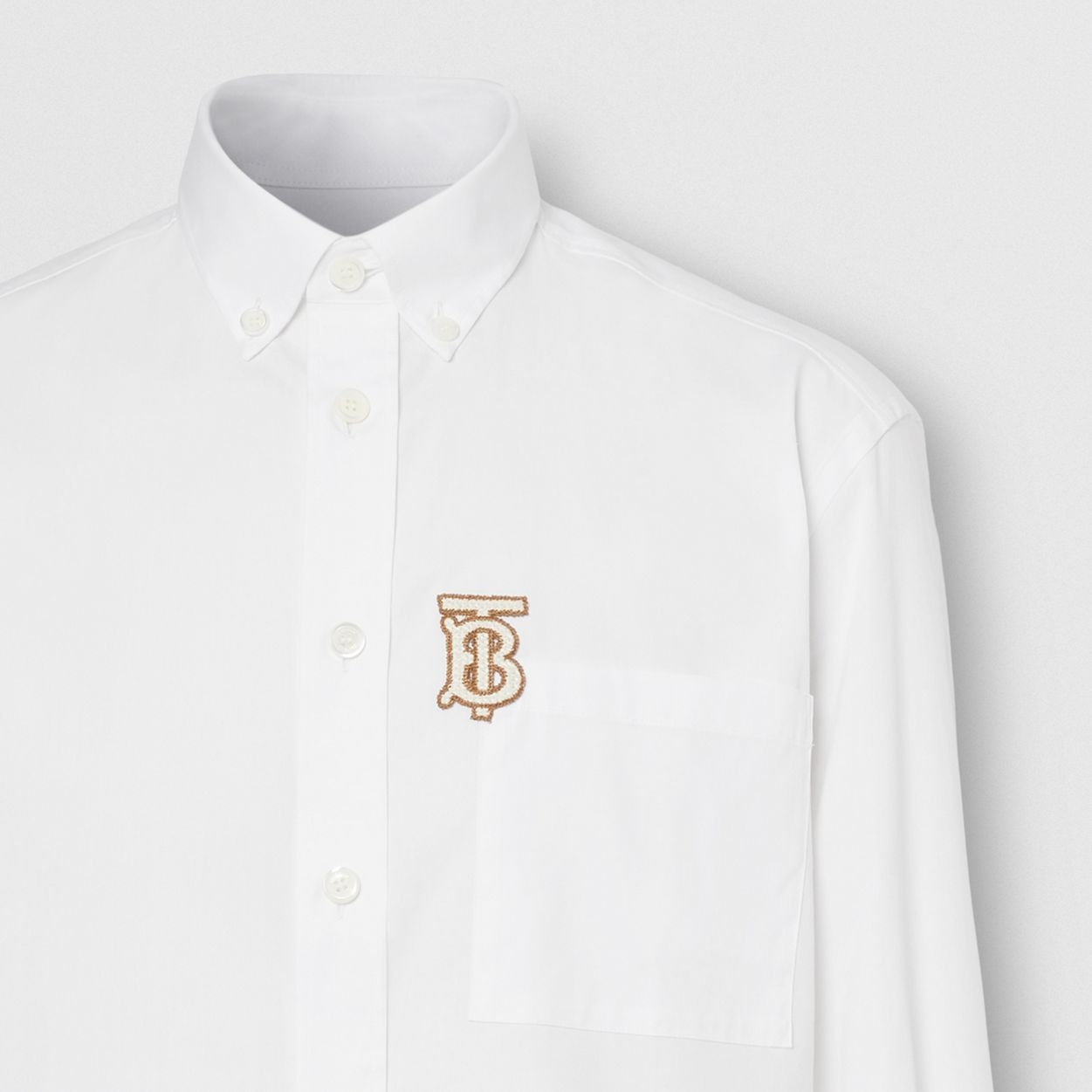 Monogrom Motif Stretch Cotton Poplin Shirt - 8