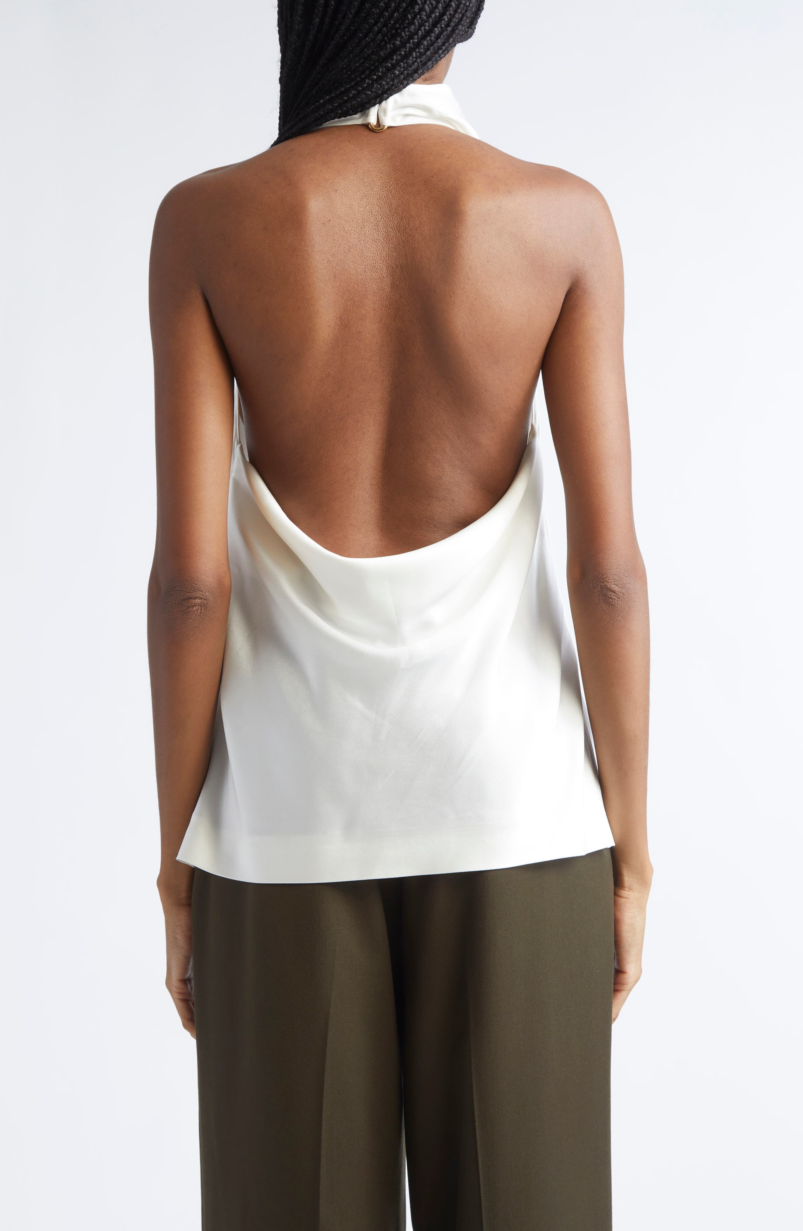 Stella McCartney Cowl Neck Satin Halter Top in Cream at Nordstrom - 2